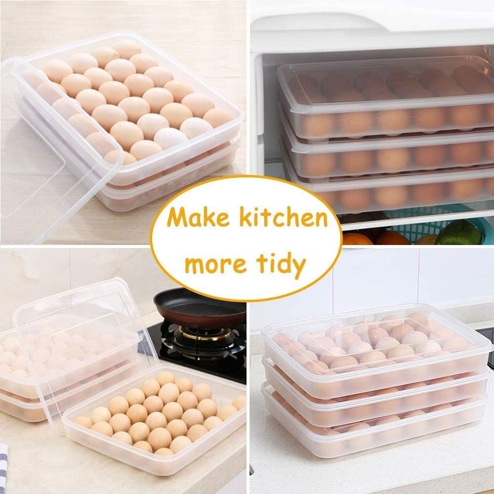 Covered Egg Holder for Refrigerator,30 Deviled Egg Tray with Lid,Plastic Egg …