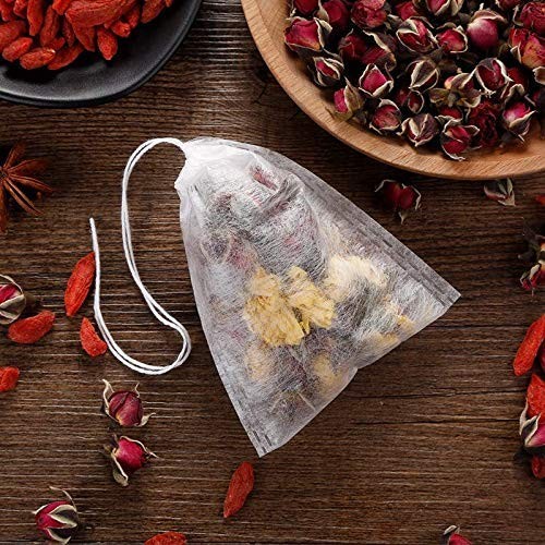 100 Pcs Disposable Tea Bags for Loose 3.54″ x 2.75″ 100pcs Corn Fiber, White