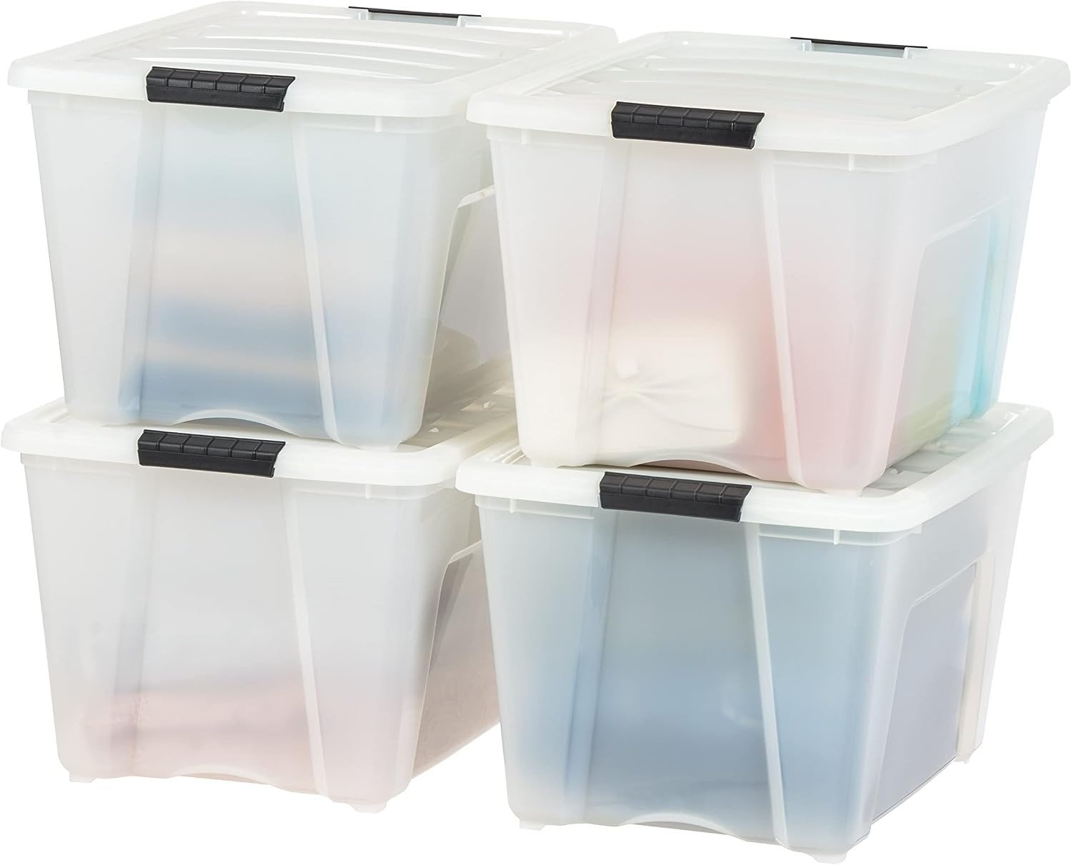 40 Qt Stackable Plastic Storage Bins W/ Lids 6 Pack BPA-Free Made in USA