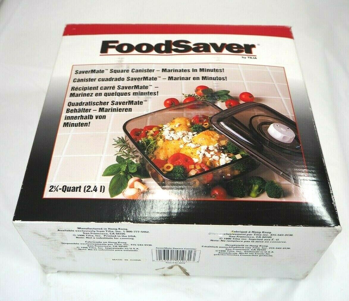 FoodSaver SaverMate 2 1/4 Quart Marinating Canister Smoke Tinted Square NOS