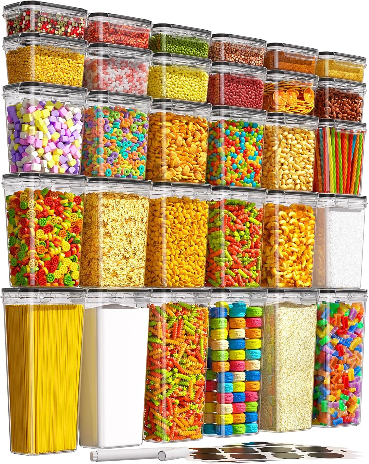 KEMETHY 30 PCS Airtight Food Storage Containers with Lids, Kitchen Pantry Organi