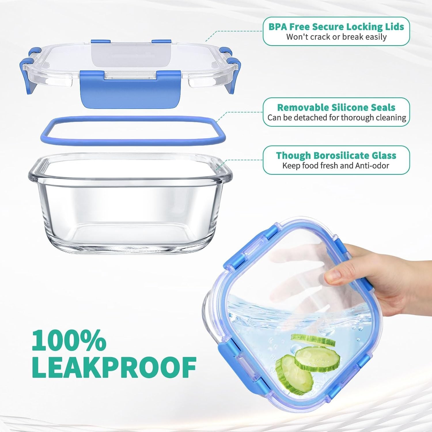 34pcs Glass Food Storage Containers with Lids Set, Airtight Glass Meal Prep C…