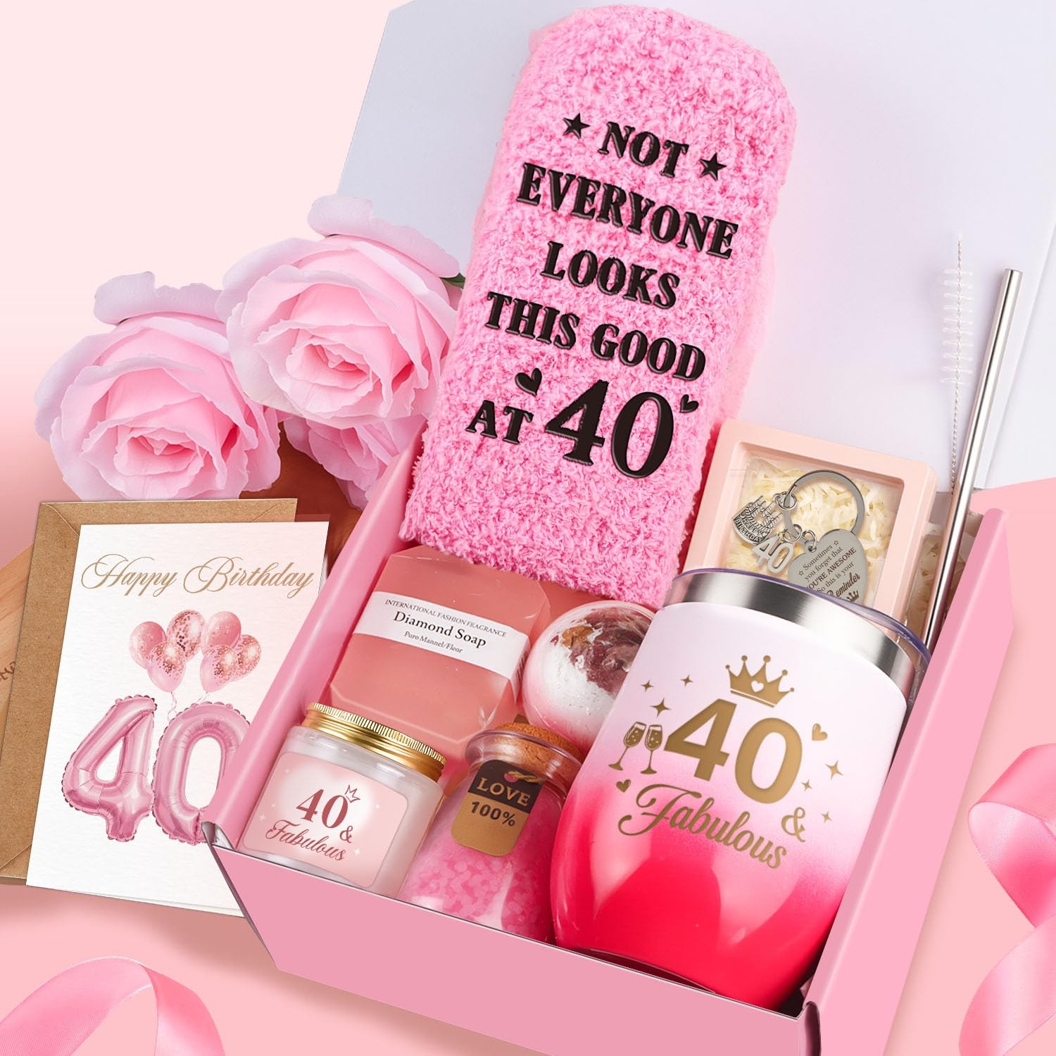 40th Birthday Gifts for Women – Self Care Spa Gift Basket, Relaxing & Pampering