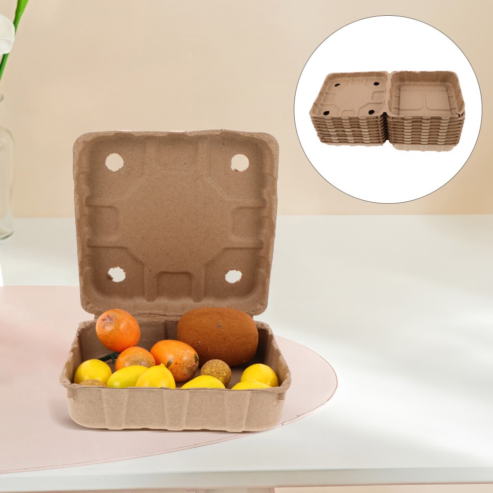 10 Pcs Biodegradable Strawberry Box Paper Cartons Blueberry Storage Basket