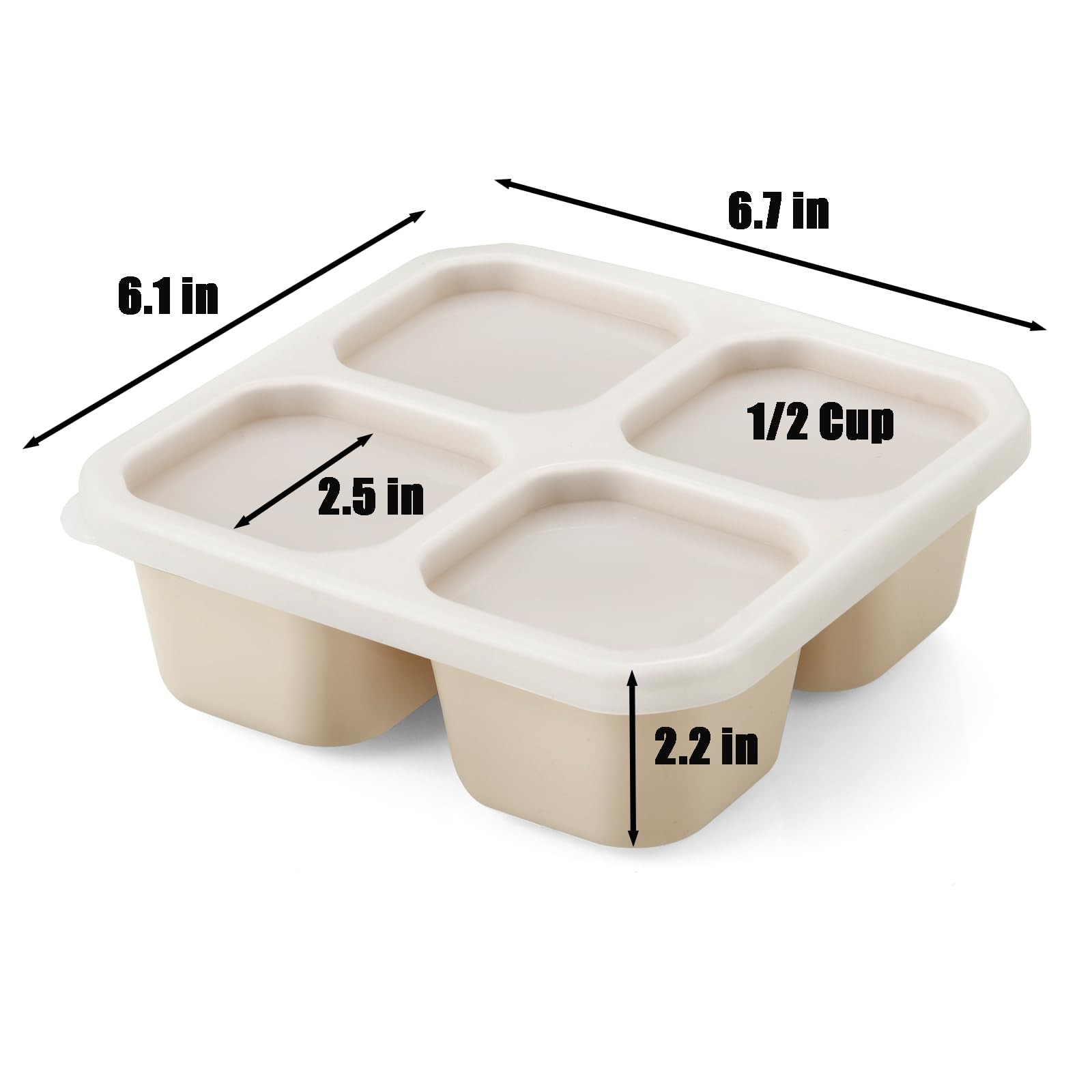 PandaEar 2 Pack Snack Containers, 4 Compartment Silicone Small, Blue&Linen
