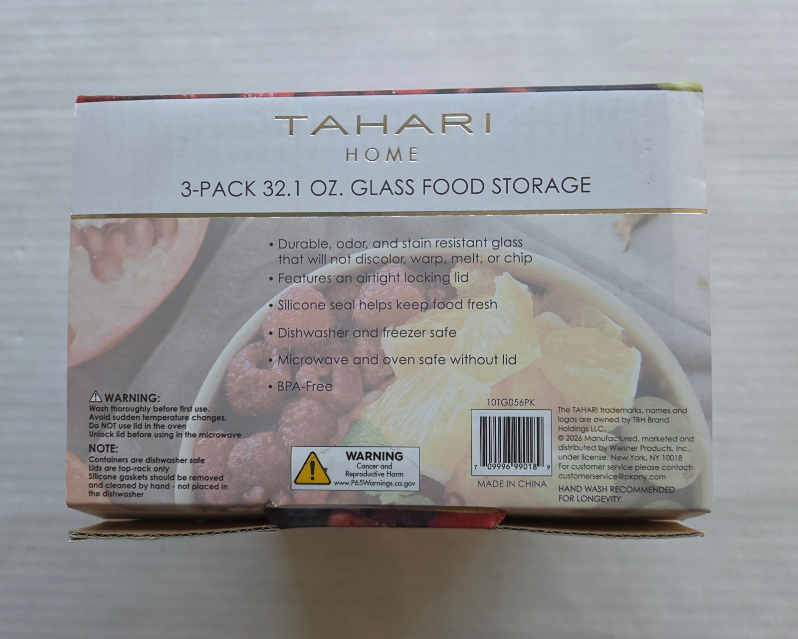 Tahari Home 3-Pack 32.1 Oz Glass Food Storage – Leak Proof – Microwave Safe