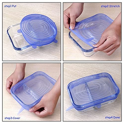 12 Pcs Silicone Stretch Lids Set Reusable Food Storage Bowl Covers 6 Sizes White
