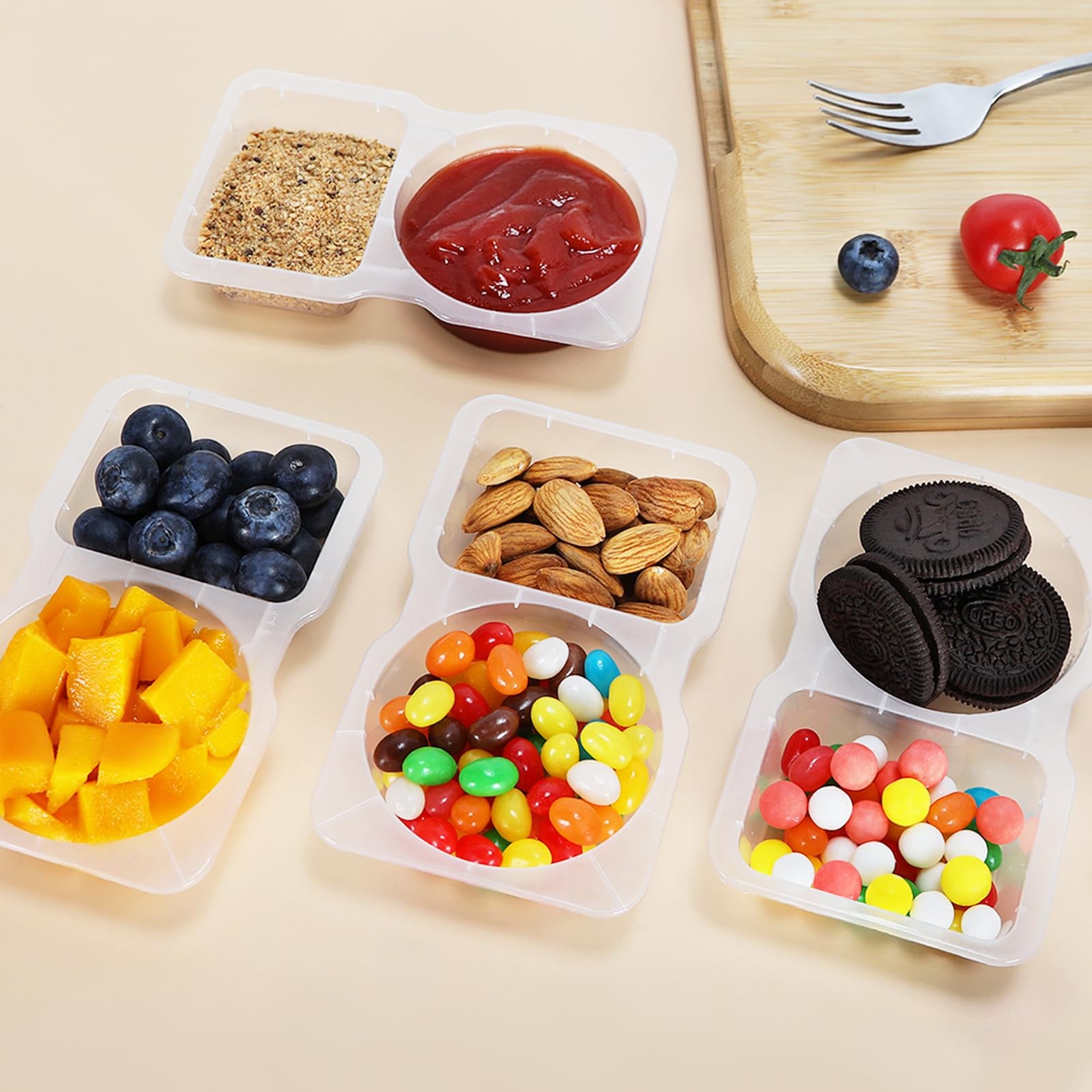 20 Sets Reusable Snack Containers With Lids, Double Compartment Snack Pack Co…