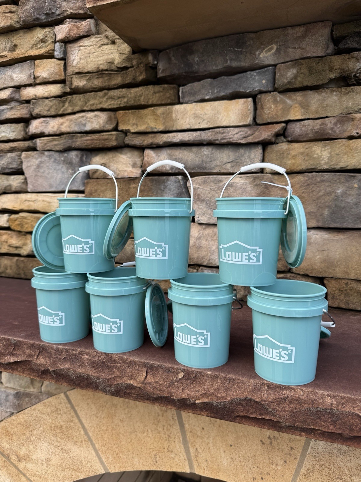 Lowe’s Teal 0.42 Qt BPA-Free Mini Buckets w/ Lids Set of 7 Collectible NEW