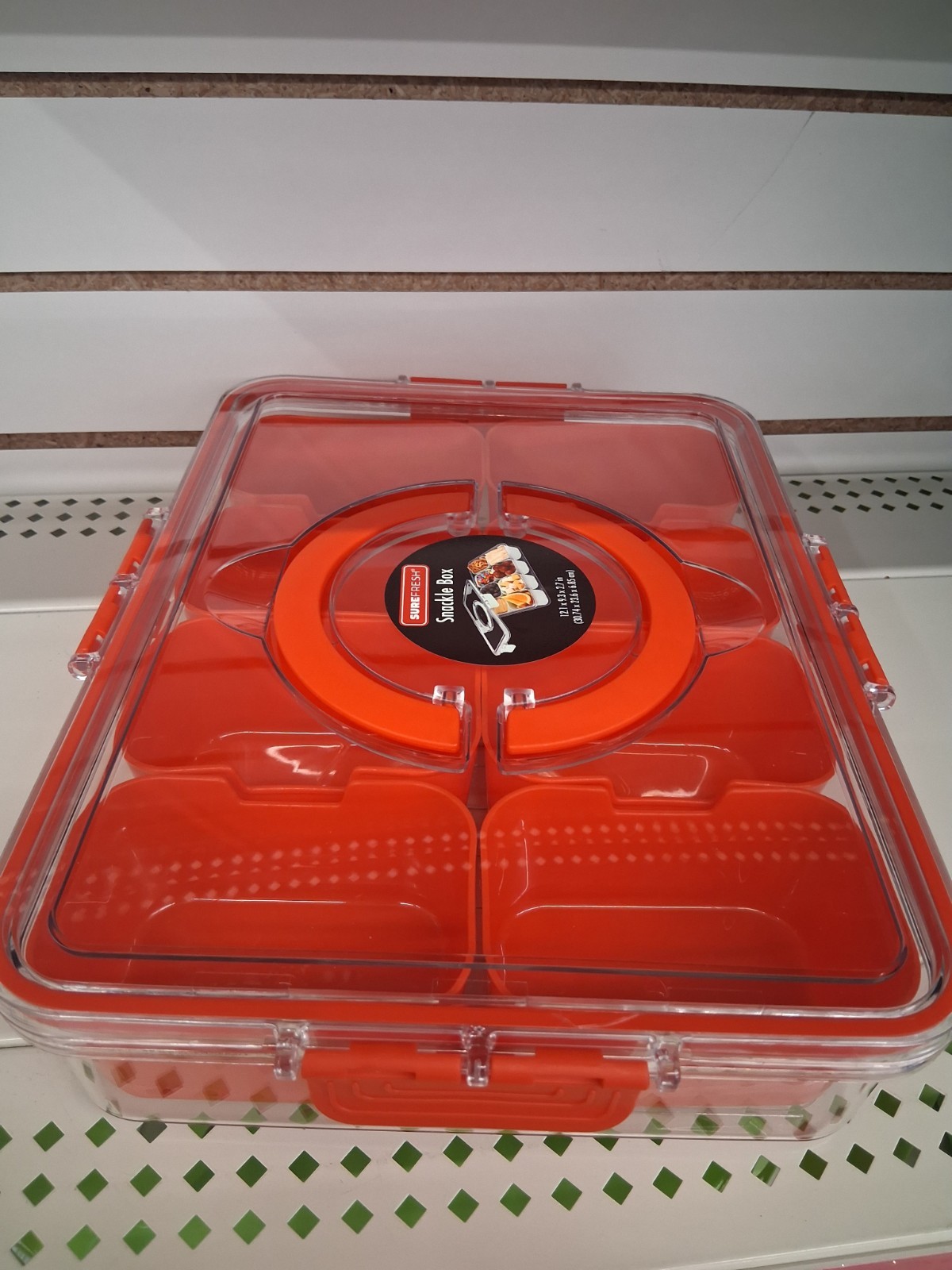 Sure Fresh Snackle Box Rectangular Snack Container Snap Lid Clear/Red 1.2L