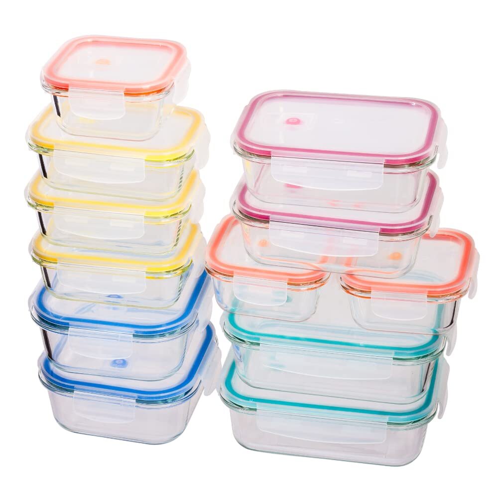 Imperial Home 24 pcs. Glass Meal Prep Storage Container Set W/ Snap Locking Lid