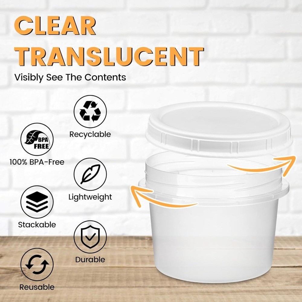12 Oz Food Storage Containers with Screw Lids, 6-Pack Reusable Small Plastic