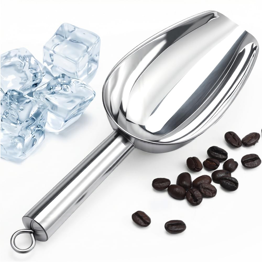 6 Oz Upgraded & Thickened Stainless Steel Ice Scoop, Kitchen Scooper for Ice …