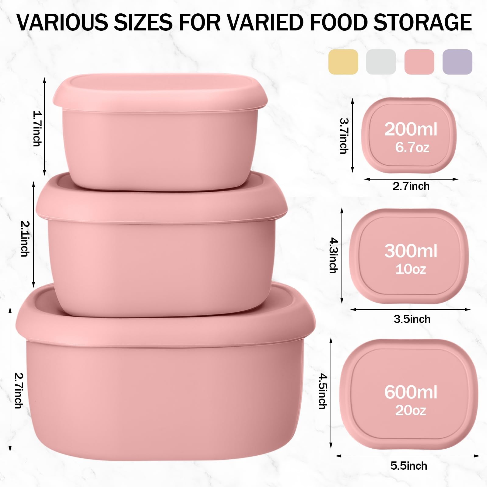 Blushtier 12 Pcs Silicone Food Storage Containers with Lids Reusable Silicone…