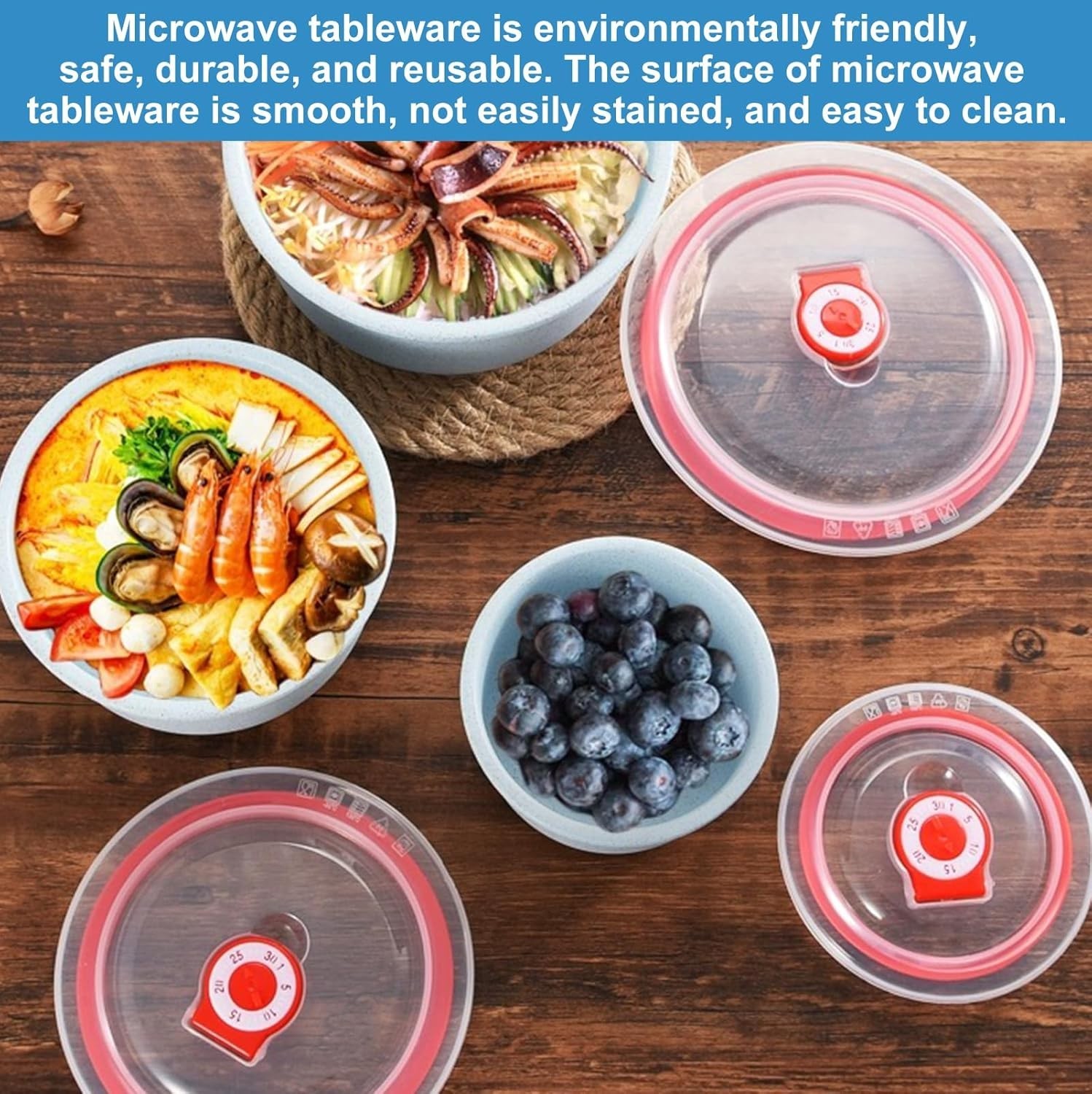 Microwave Food Storage Containers with Lids 260/480/900ml Bowls Dishwasher Safe
