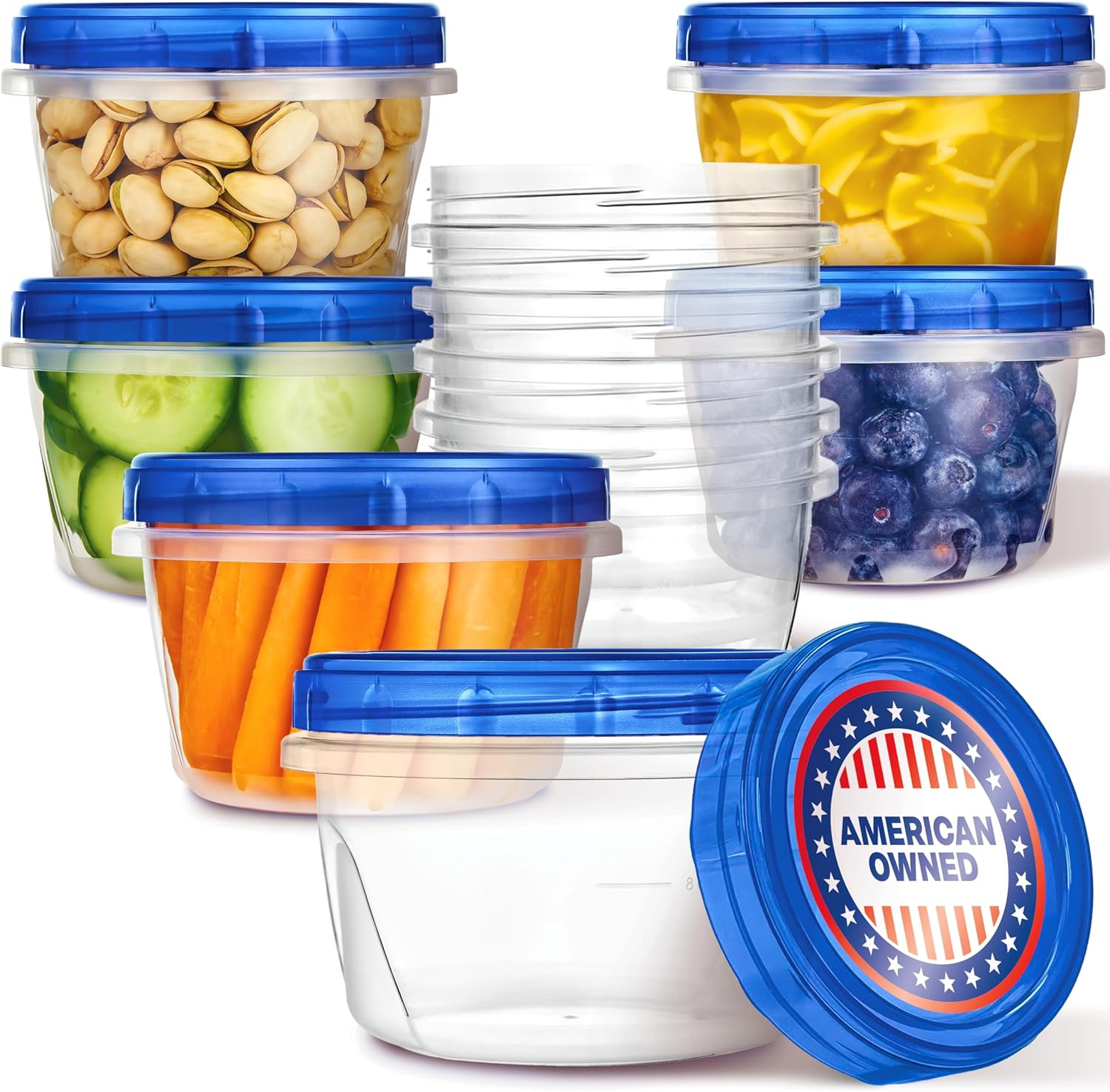 Stock Your Home 16Oz Plastic Containers with Twist Top Lids (10 Pack), 2 Cup Fre
