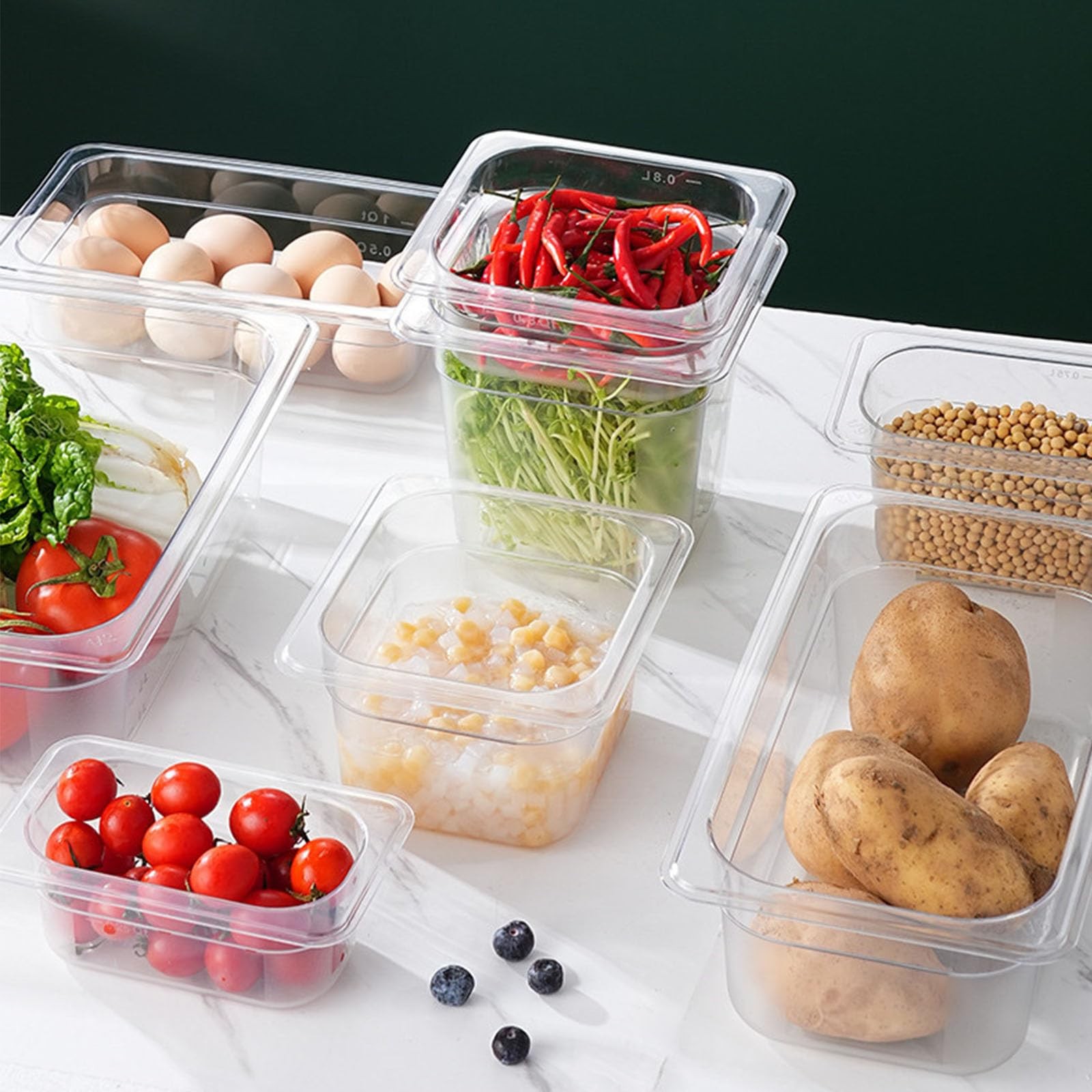 6 Pack 1/6 Size Polycarbonate Food Pans with Lids, Plastic Clear Restaurant C…