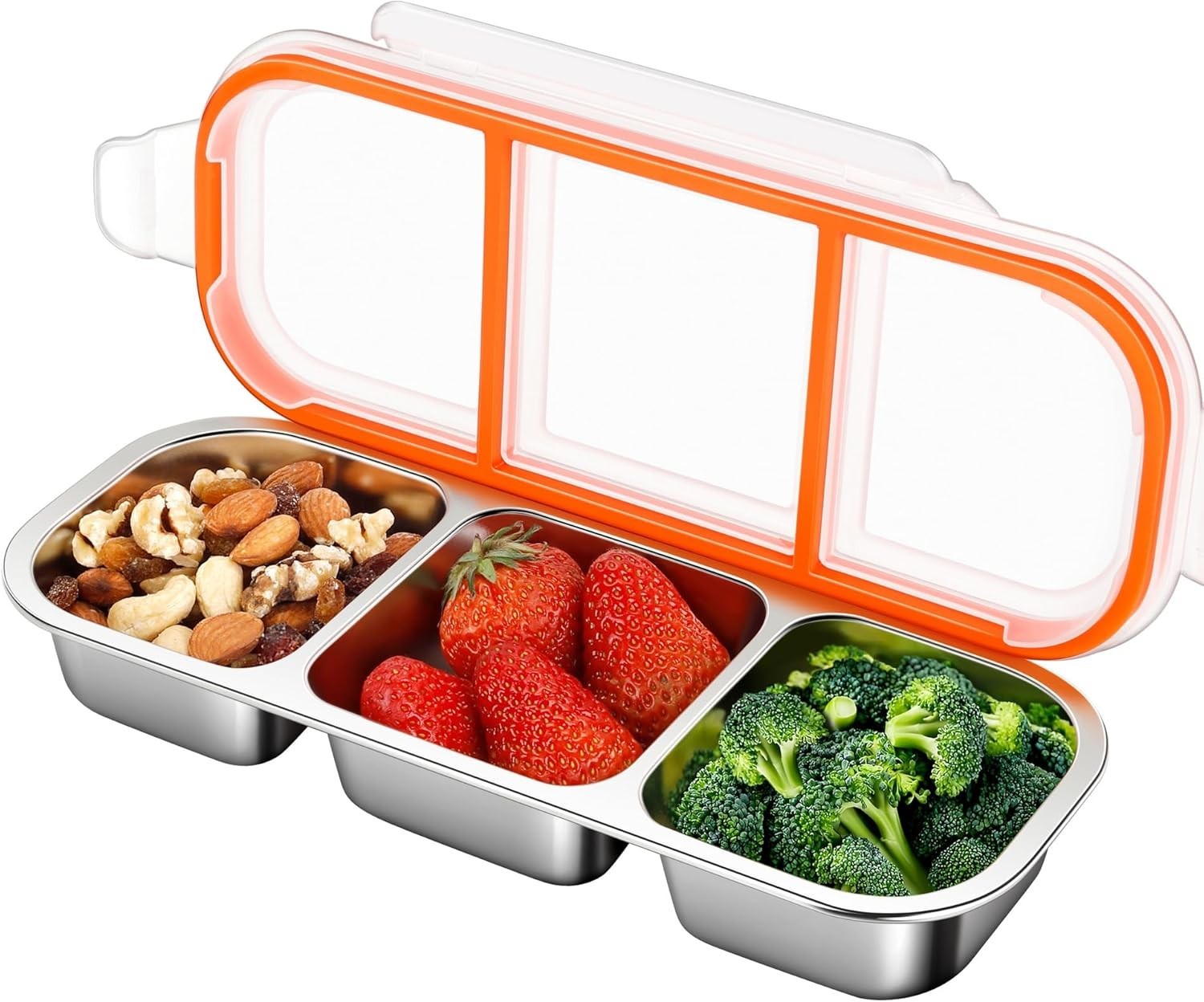 Stainless Steel Snack Container Large Leak-Proof 3-Compartment Lunch Box