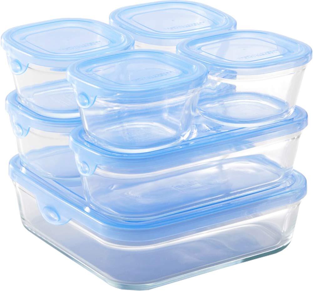 iwaki Heat Resistant Glass Storage Container Blue Set of 7 PSC-NPR-B7