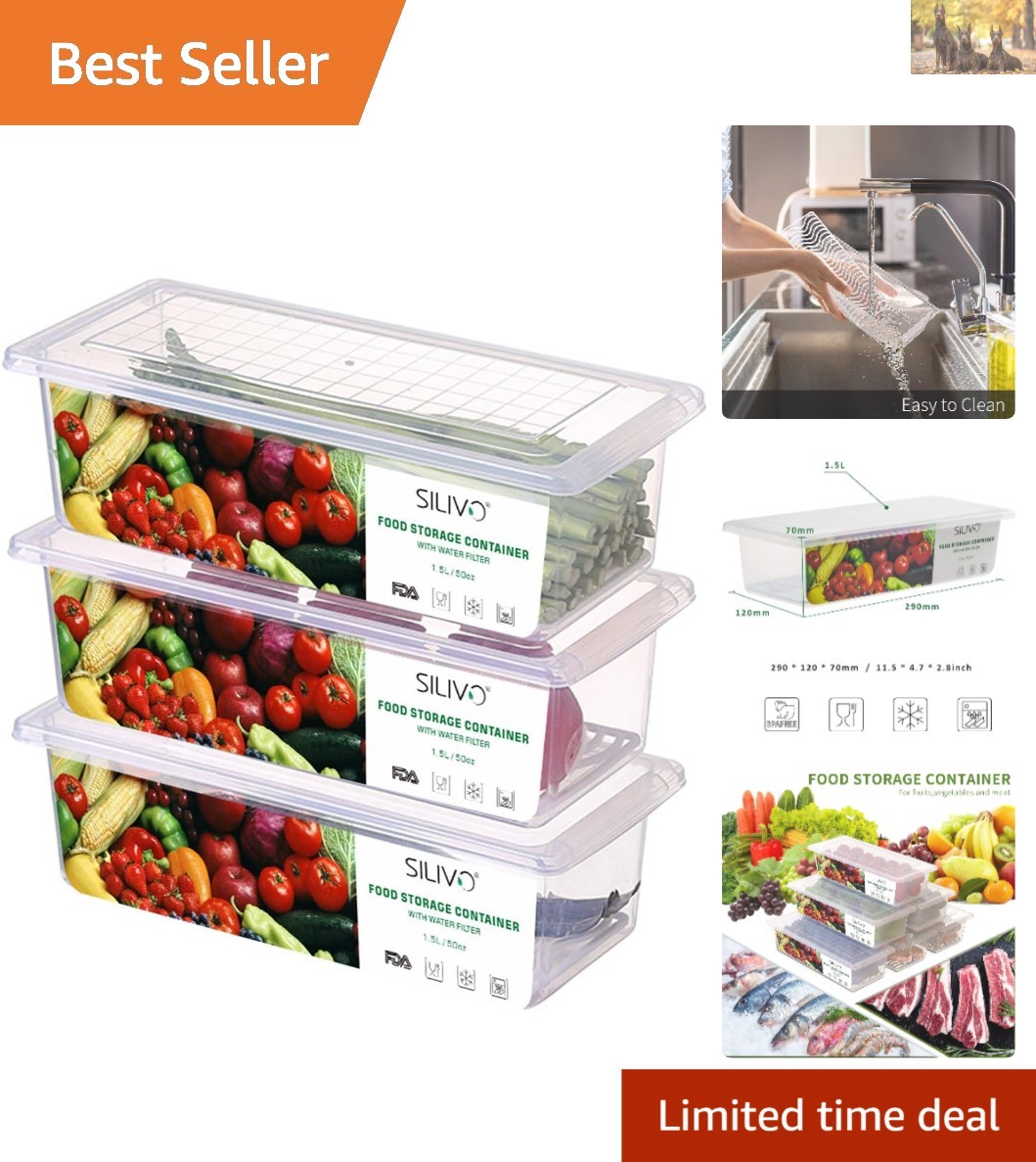 Smart 3-Pack BPA-Free Storage Containers for Fridge – Keep Produce Fresh Longer