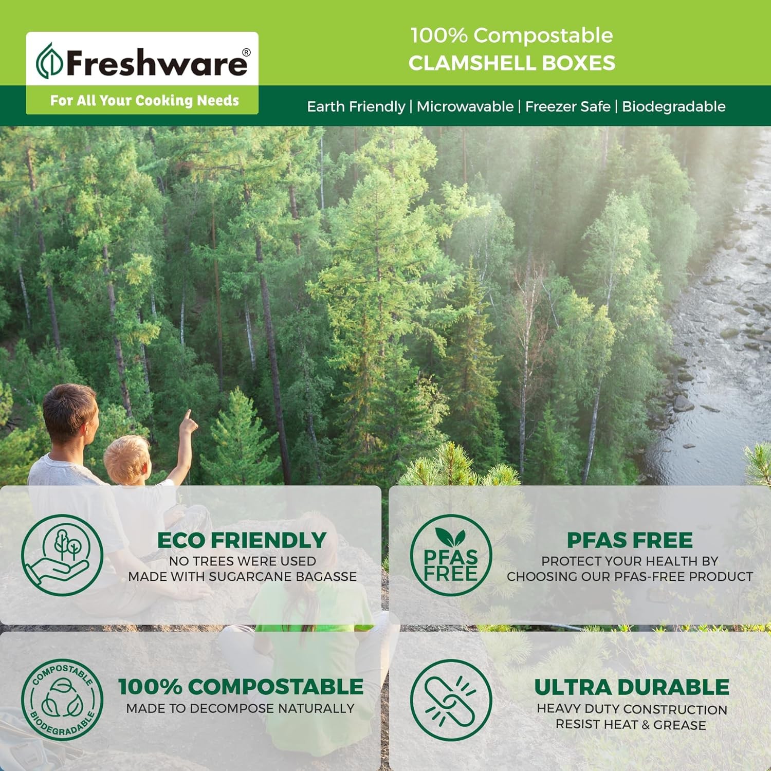 Compostable Clamshell Food Containers 6×6 50 Pack Biodegradable Sugarcane To Go