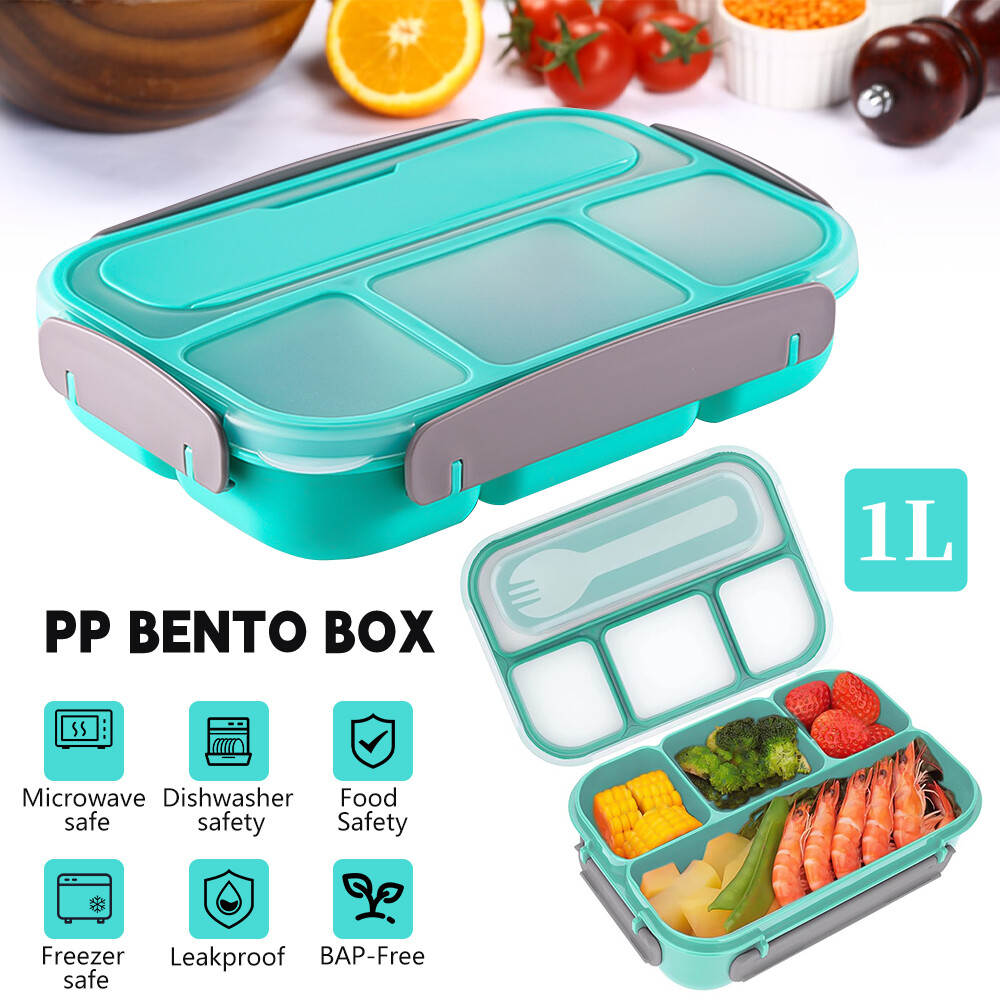 1L Bento Lunch Box Food Storage Container with 4 Compartment For Adults Kids US