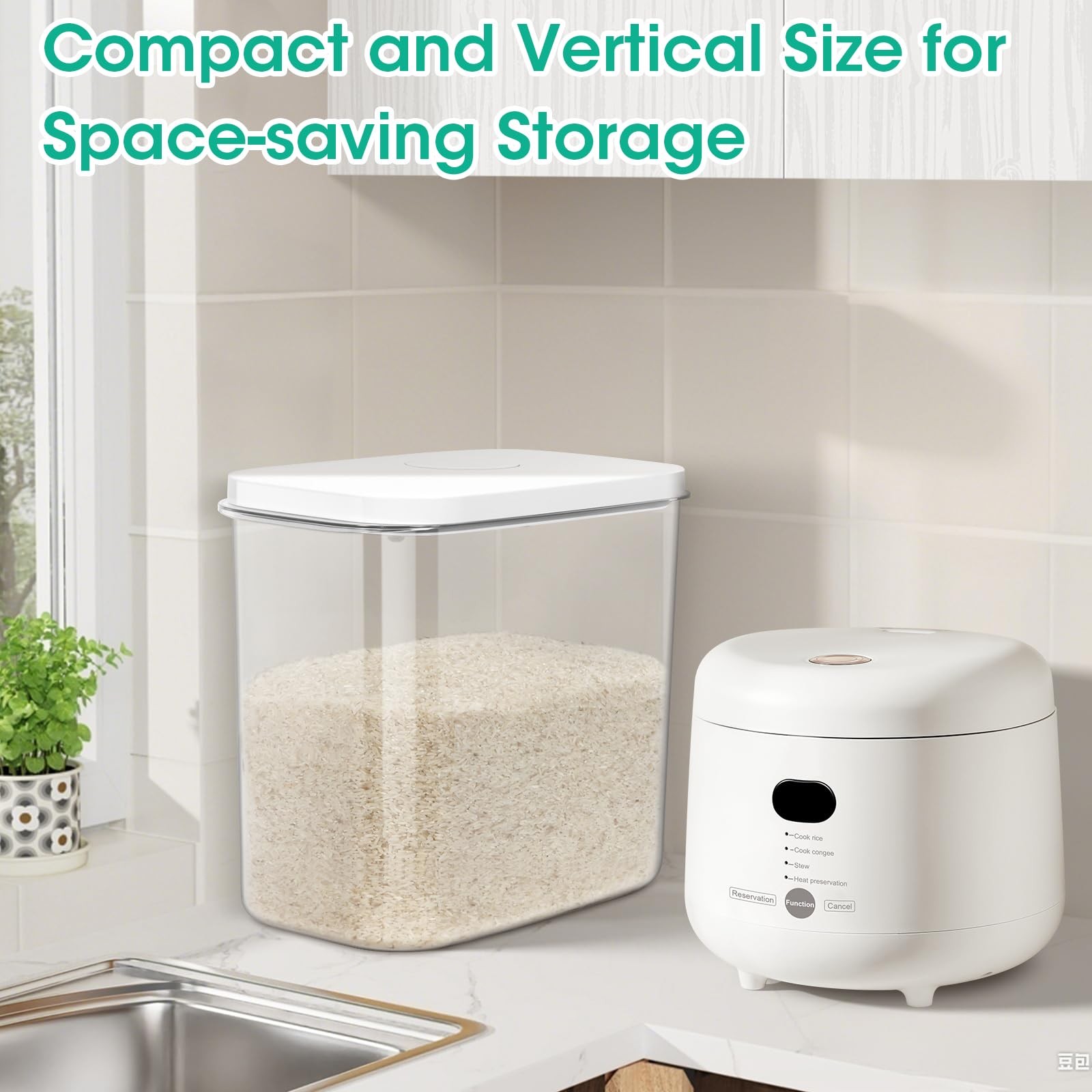 TBMax Large Rice Container 25 Lbs with EasyCarrying Handles 12.7 Qt Flour Sto…