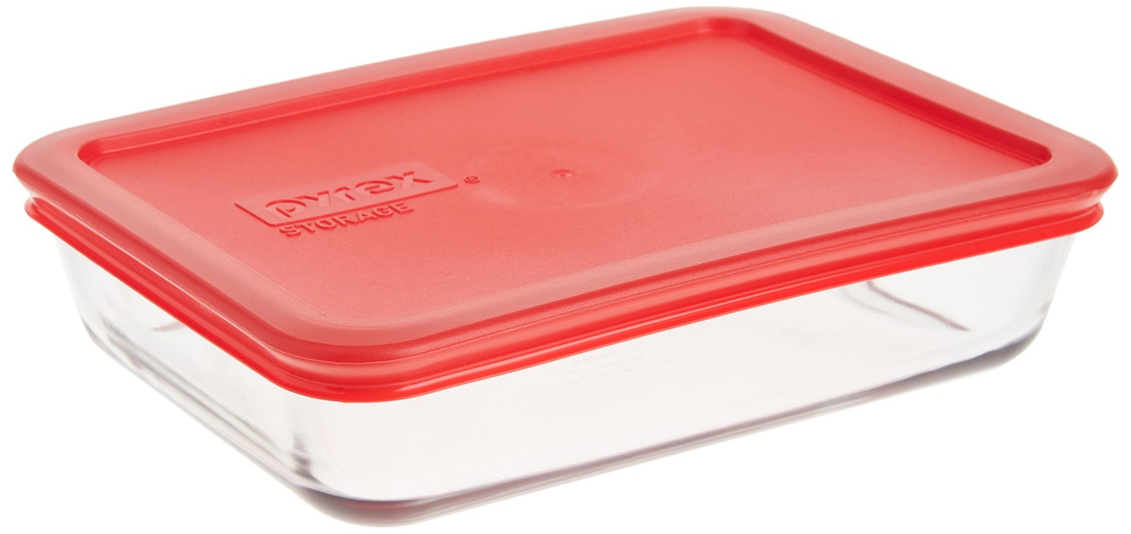 Pyrex 3 Cup Rectangular Glass Storage Container with Red Lid BPA Free