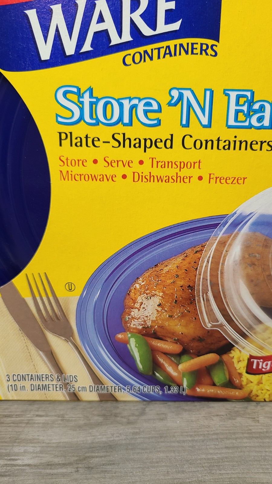 Vintage 2002 Glad Ware Containers Store N Eat 3 Plate Shaped Containers W/ Lids