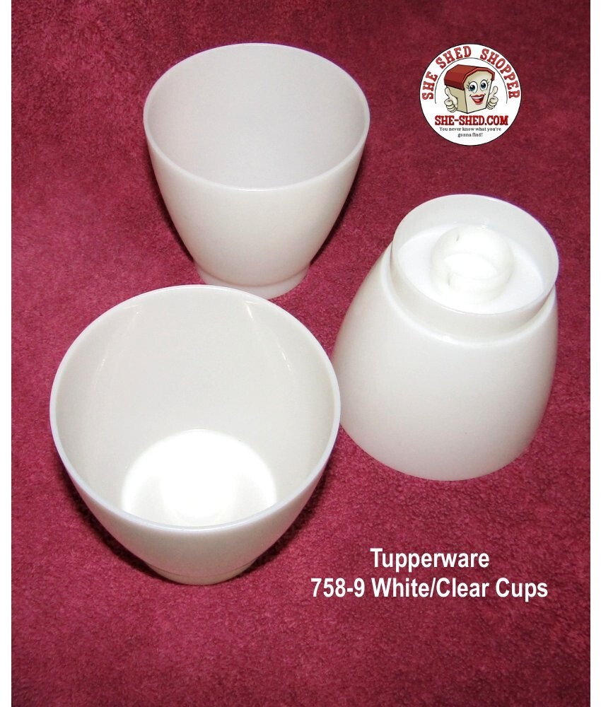 Tupperware Condiment Caddy Set 757 3 Cups 758 & Lids 733 Vintage VGC