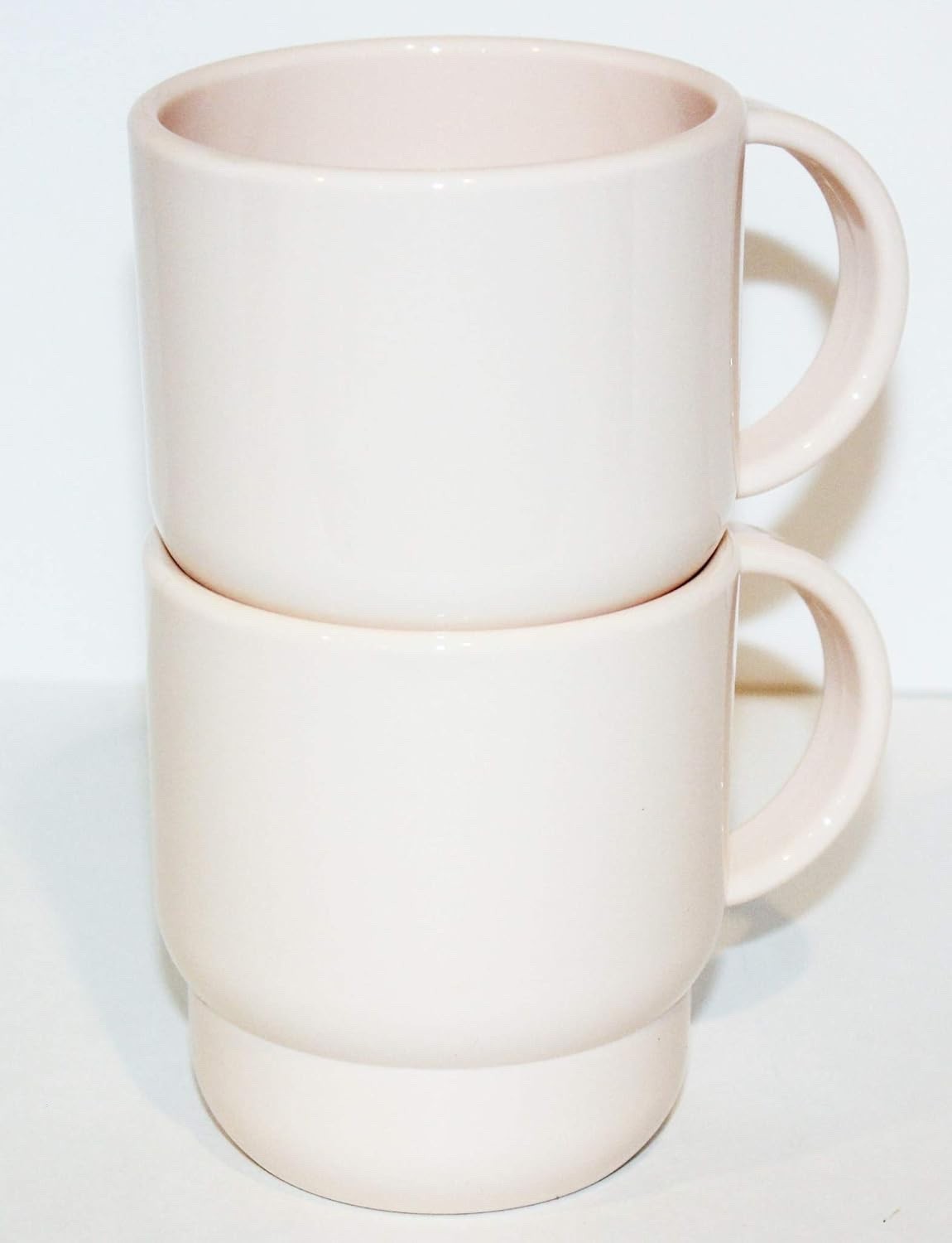 Tupperware Vintage Mugs Set of 2 Tabletop 9 oz Microwaveable Ivory Rose Pink New