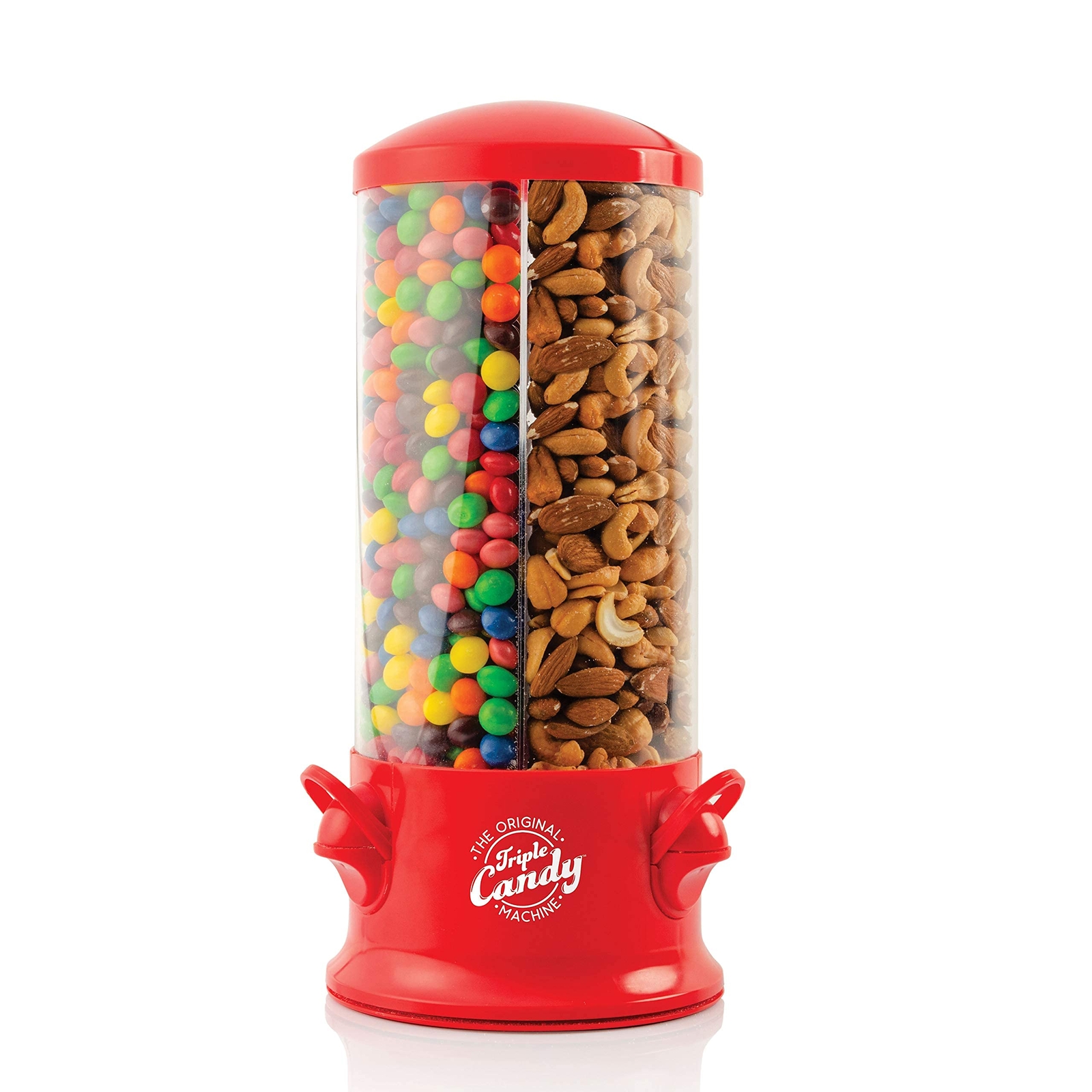 Triple Candy Machine Polystyrene 360 Degree Dispensing 3 Compartments Red