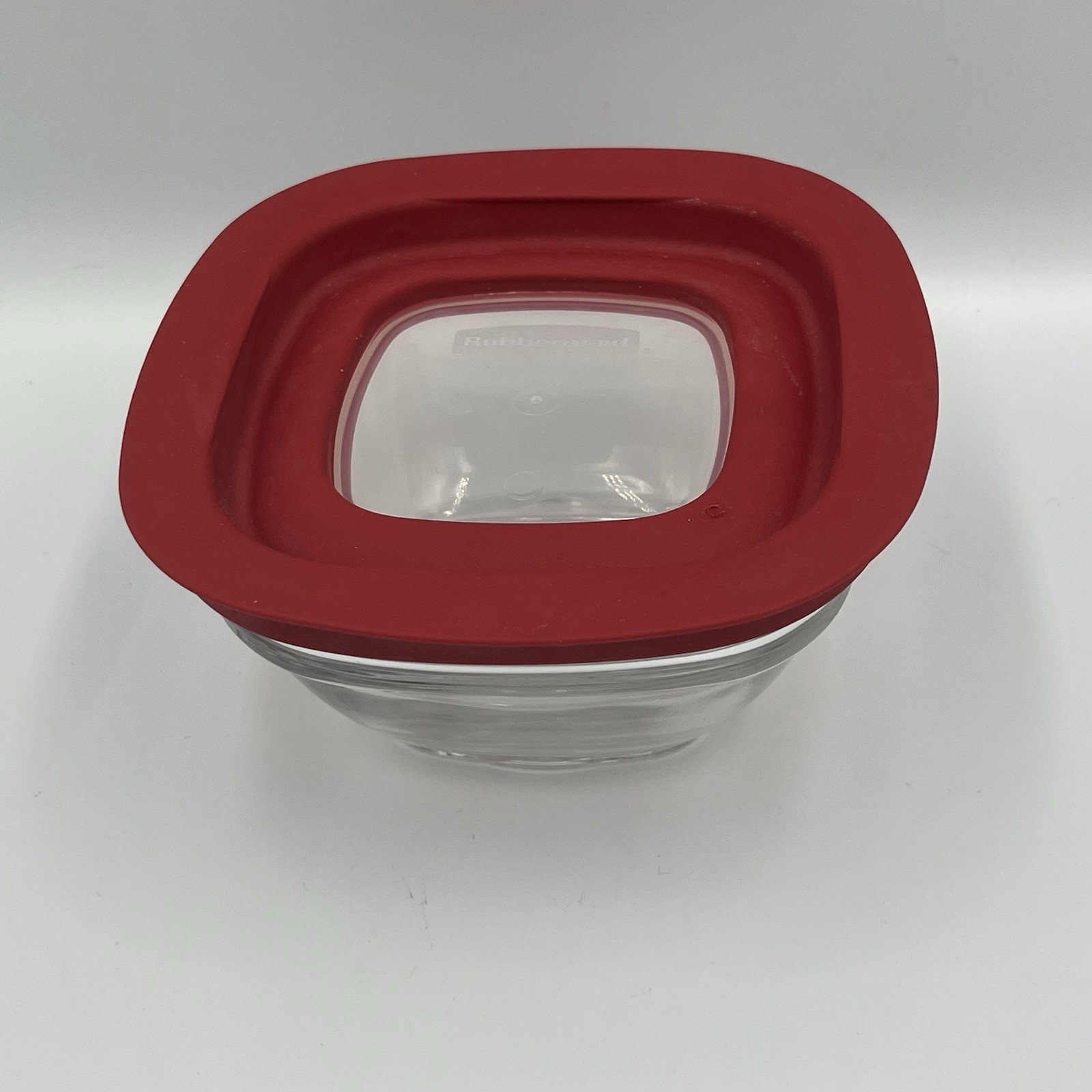 Rubbermaid Square Glass Container 1 cup/236mL 7N68 WITH RED LID VTG RARE