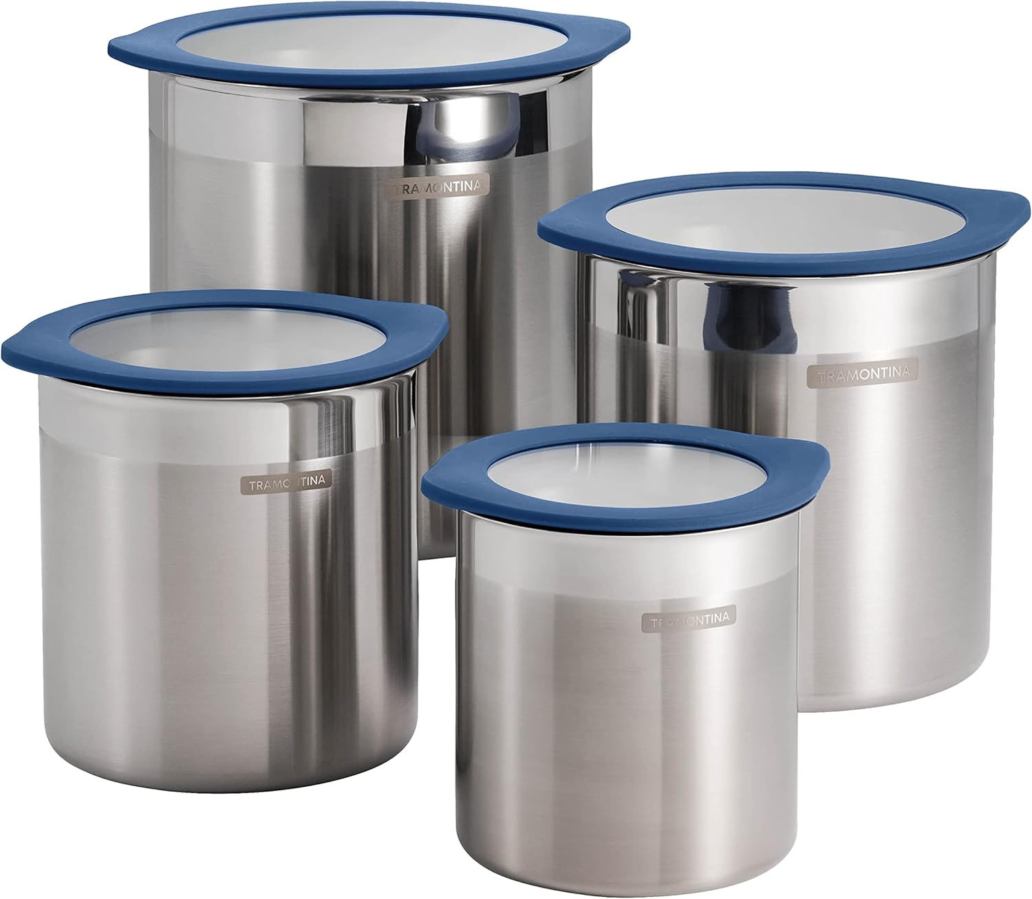 4-Piece Food Storage Containers with Silicone Lids, Stainless Steel Reusable Can