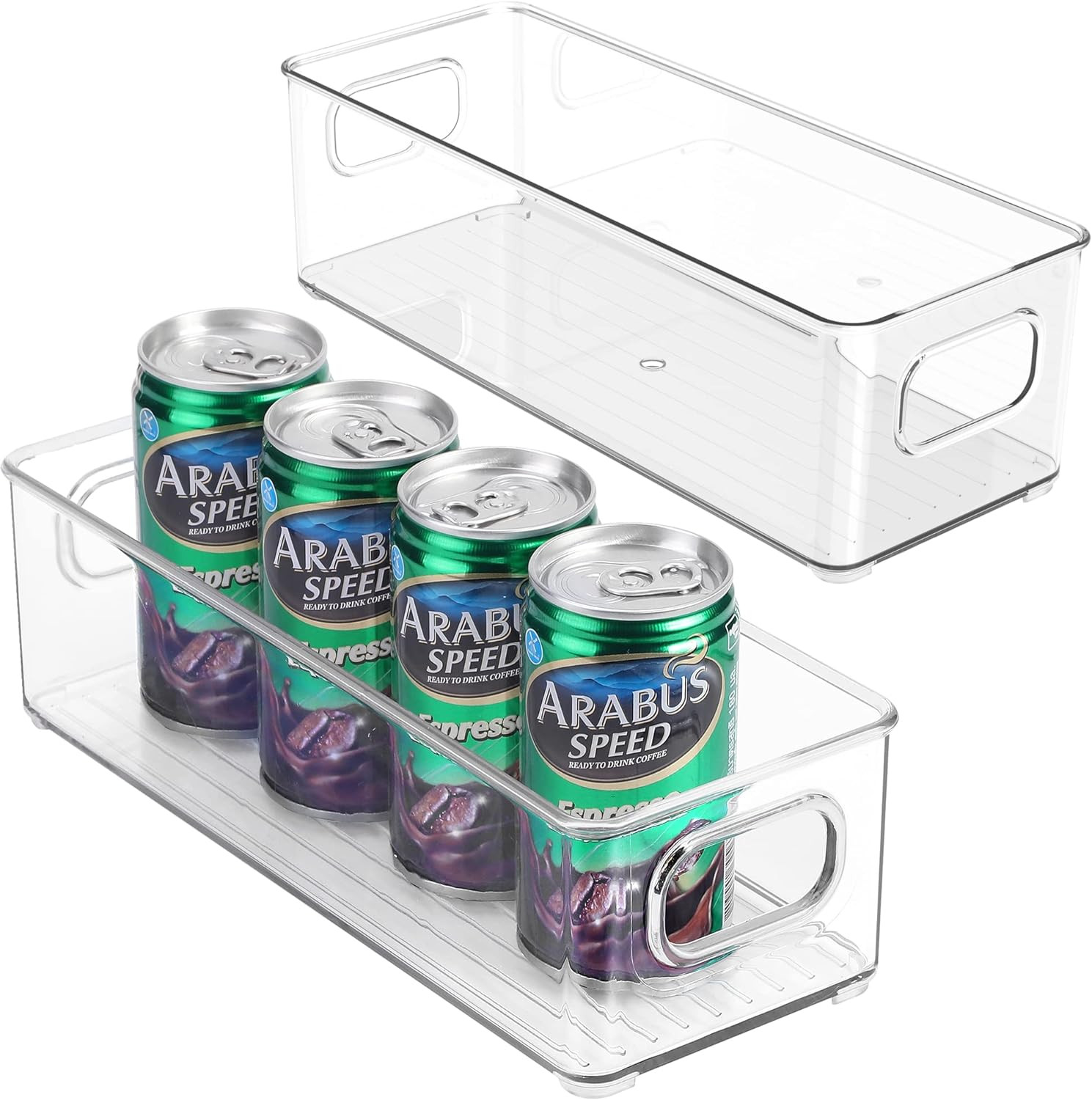 Stackable Plastic Food Storage Bin with Handles for Kitchen Pantry, Cabinet, Ref