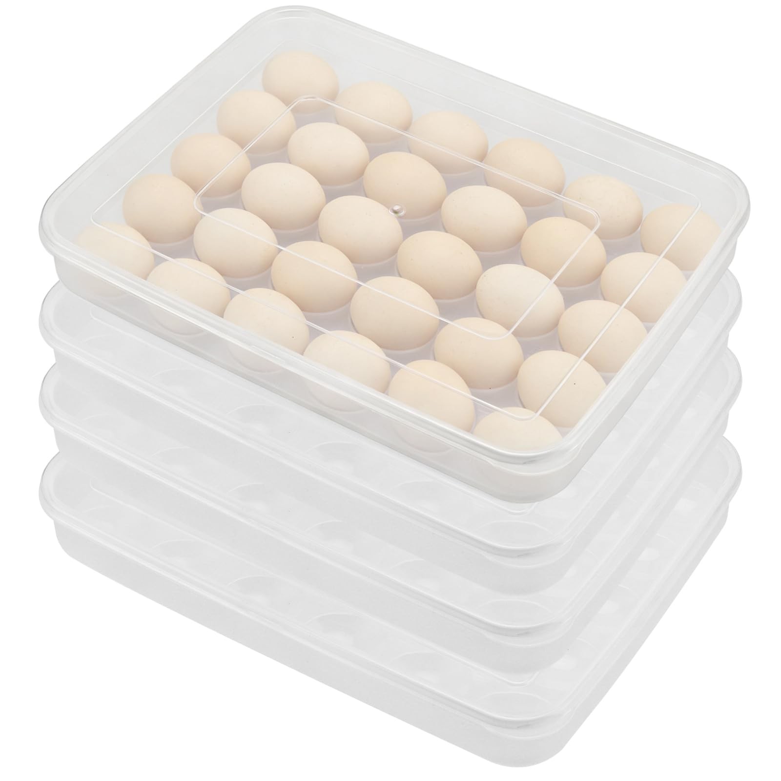 4 PCS Deviled Egg Container Lid Stackable 120 Eggs 13.6×10.2×2.2 Inch
