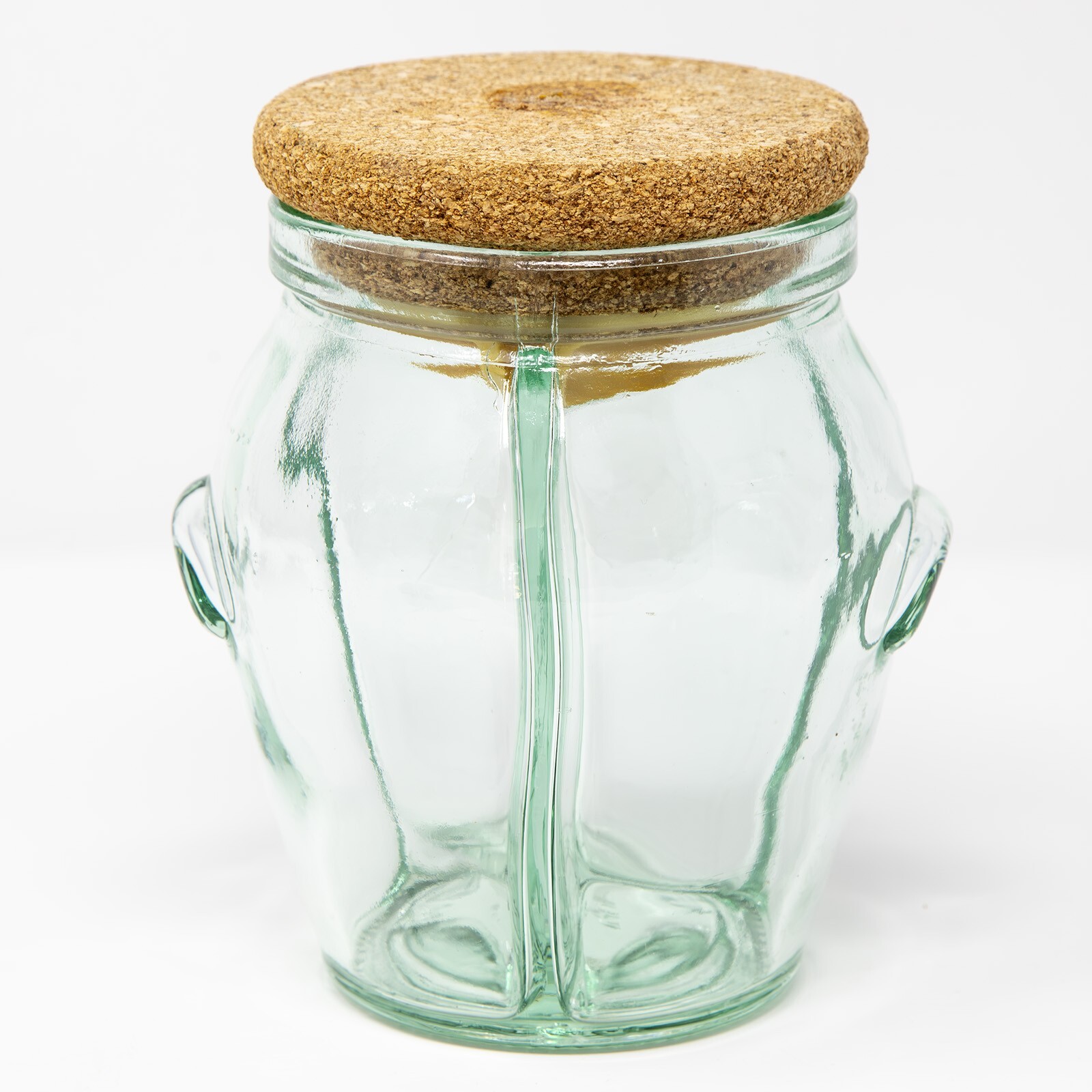 Rare Vintage Green Glass Triple Divided Jar Cork Lid Made in Italy SVE