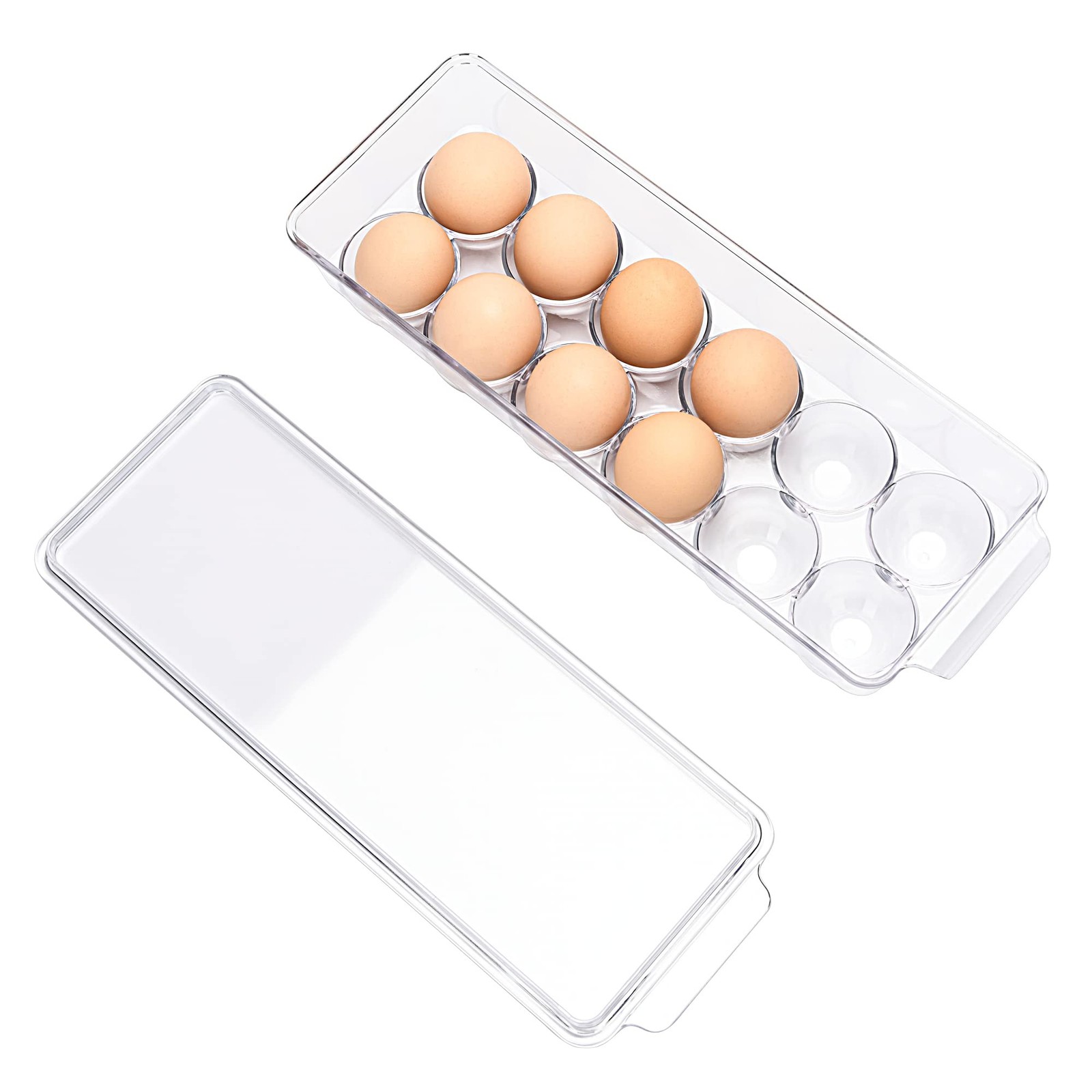 12 Eggs Holder for Refrigerator, Clear Egg Container for Fridge, Kitchen