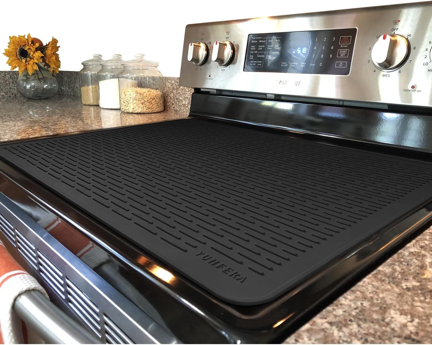 Stove Top Cover for Electric – Silicone Mat 28″L x 20″W, Black