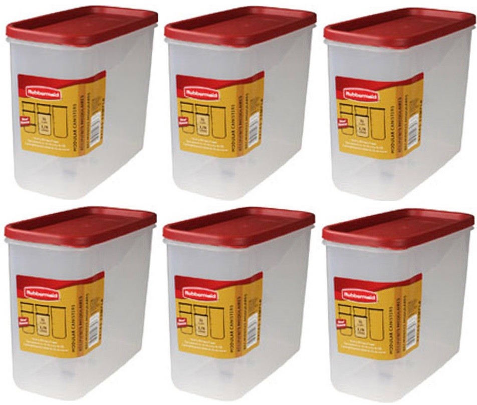 Rubbermaid 2168341 Racer Red 16 Cup Dry Food Storage Containers – Quantity 6