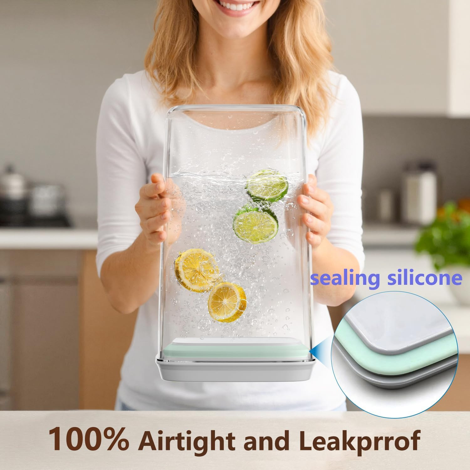 Pop Airtight Food Storage Containers Set with Lids, Large 4.2Qt/4L Food Containe