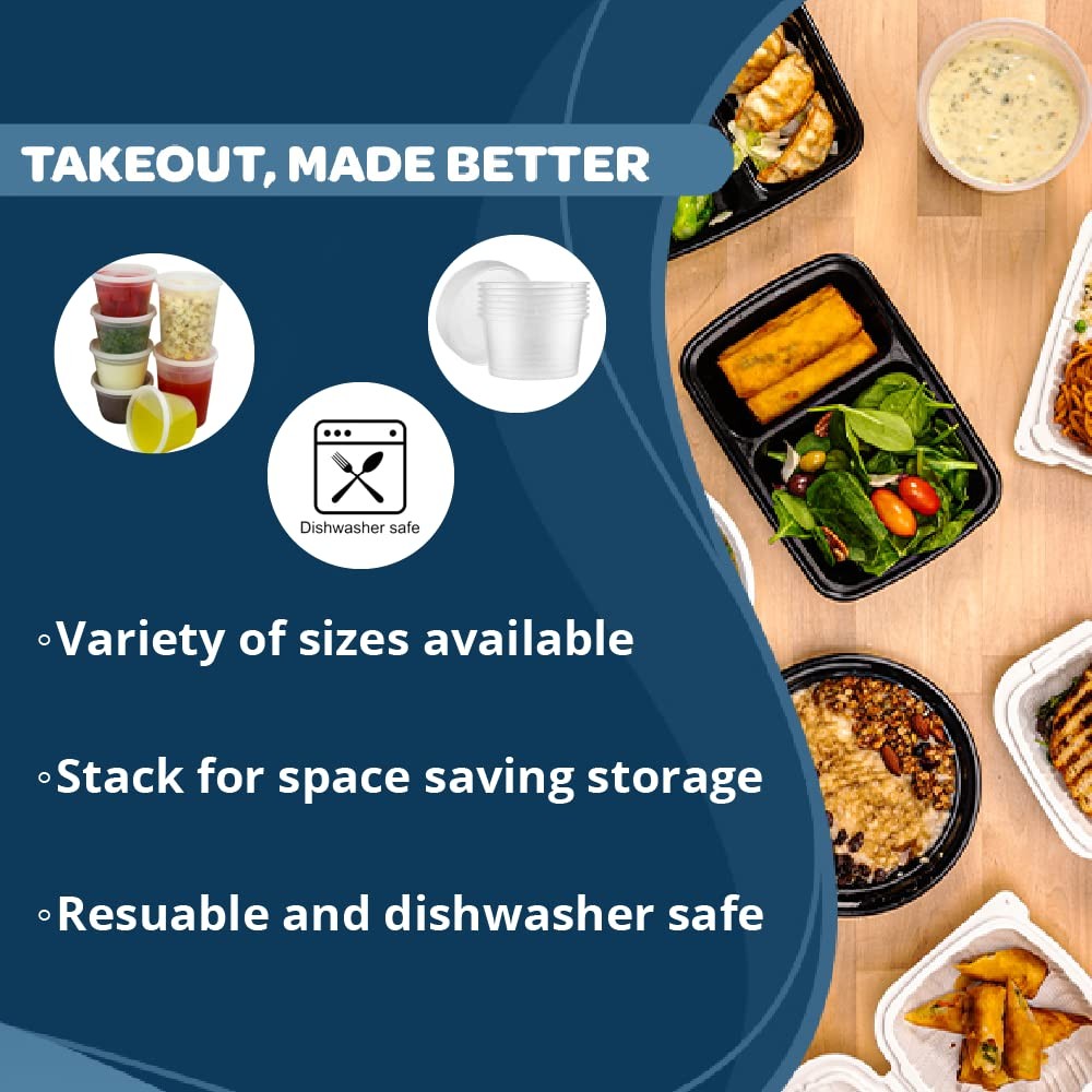 TIYA Food Containers – 32oz Bulk 240 Pack with Lids – Plastic Food Storage to…