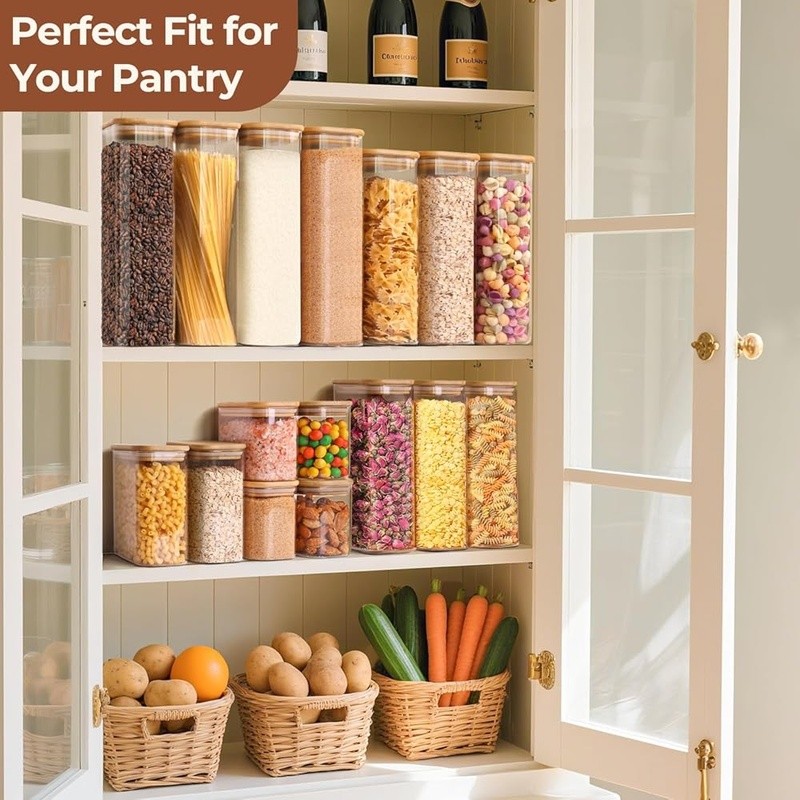 Airtight Glass Food Storage Jar Square Containers Kitchen Organization New