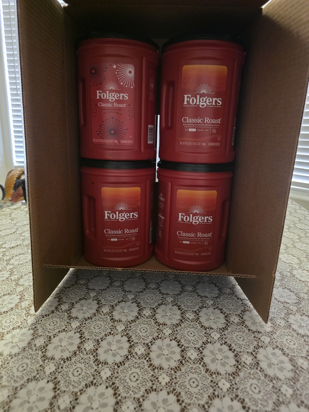 4 Folgers Large Empty Red Plastic Coffee Containers 40.3oz For Crafts/Storage