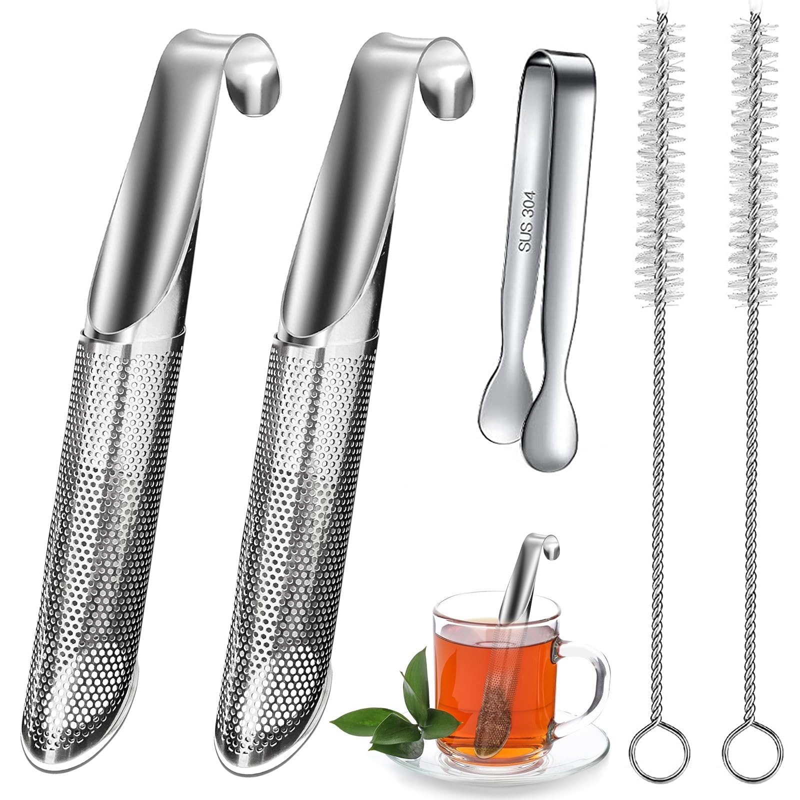 2 Pack Tea Infuser, Fine Mesh Infuser for Loose Leaf Tea, Silver