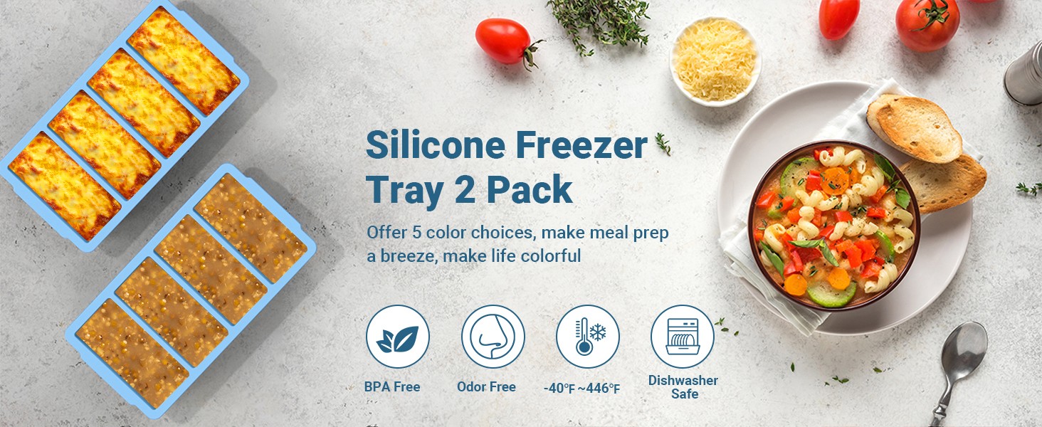 Silicone Freezer Molds for Soup with Lid – 1-Cup Soup Container Style Ice Cube