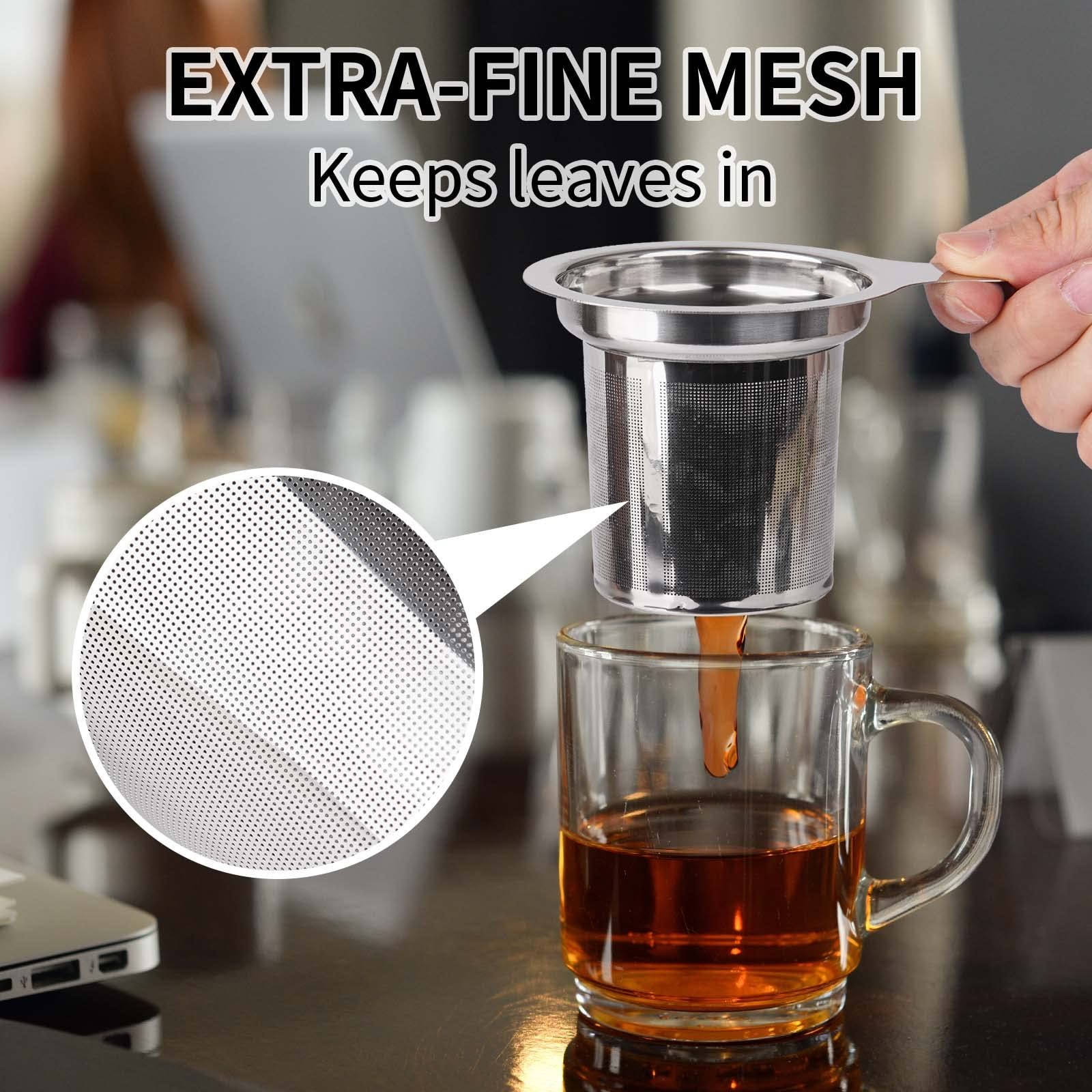Vaincre Extra Fine Mesh Tea Infuser/Strainer, Stainless Large, Silver