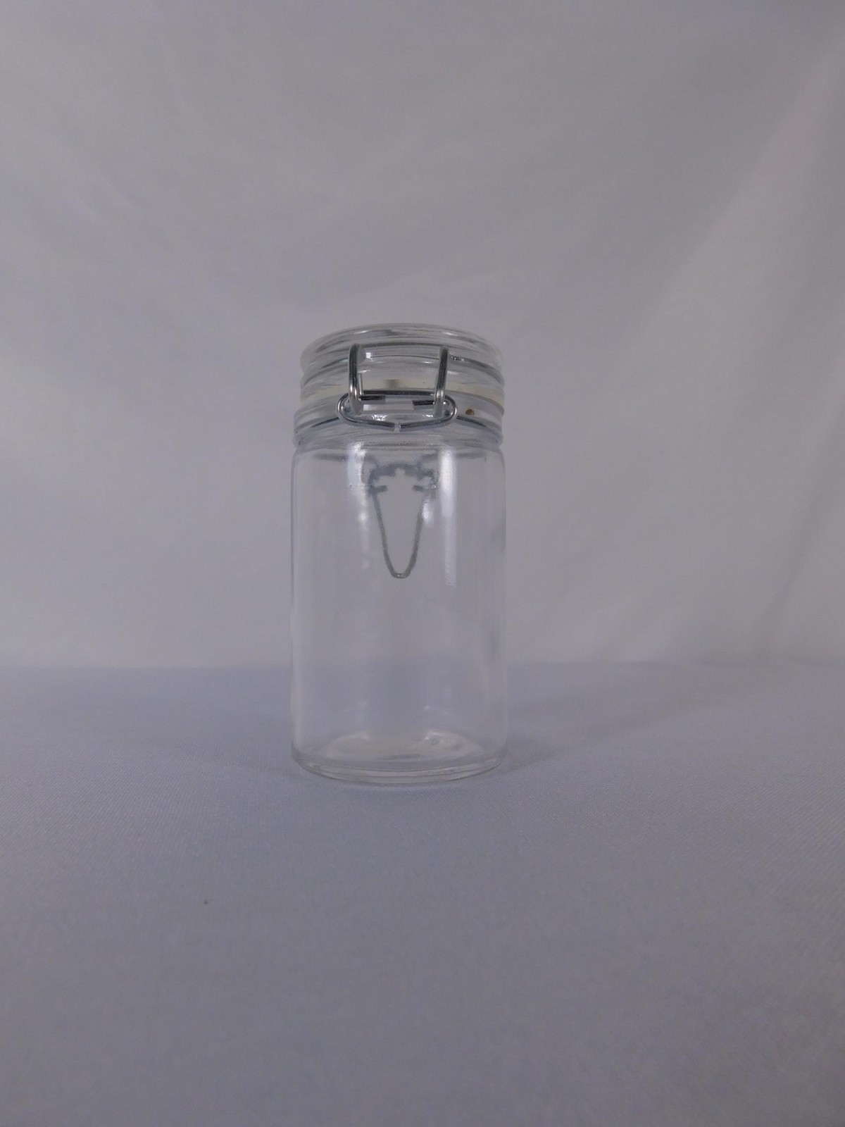 Clear Glass Airtight Storage Jar With Snap Lid 7 Oz Cylinder Reusable Modern