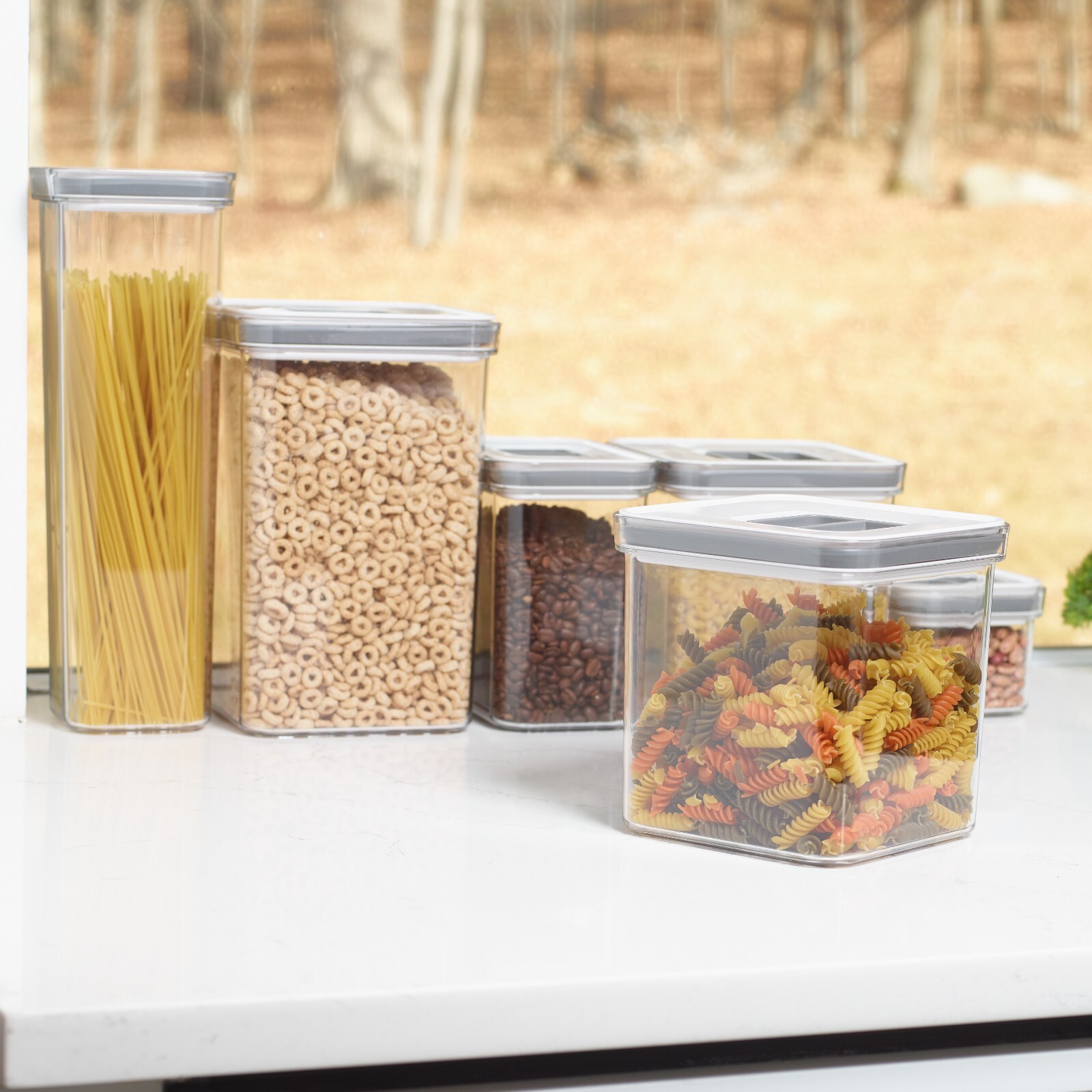 2.6 Qt Airtight Food Storage Box Square with Locking Mechanism, Pantry Organizer