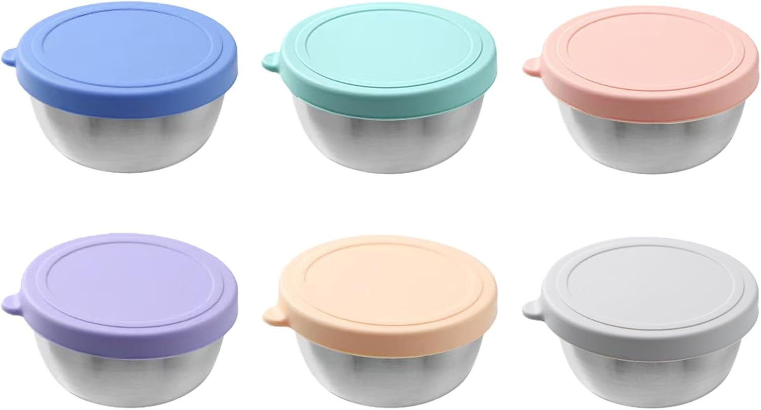 6 Pack Salad Dressing Container with Lids, Reusable Sauce Containers for Lunch B